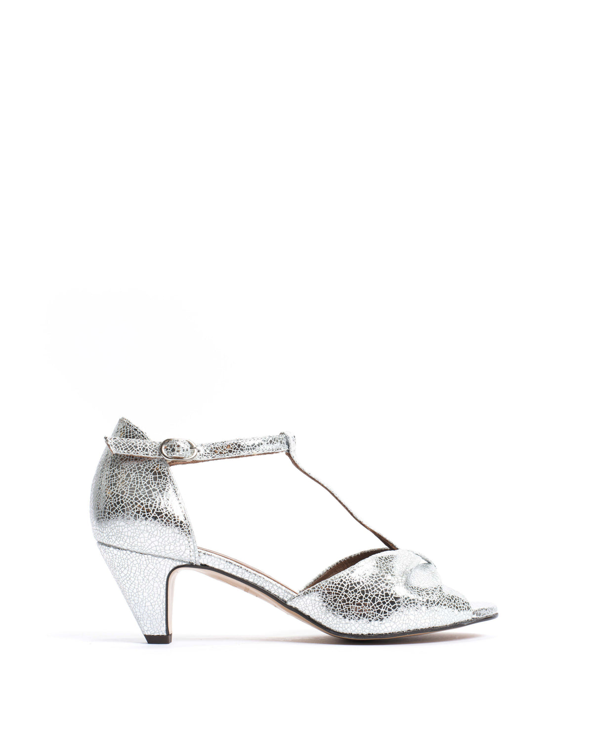 Linette 50 stiletto Crackled metallic goat Silver