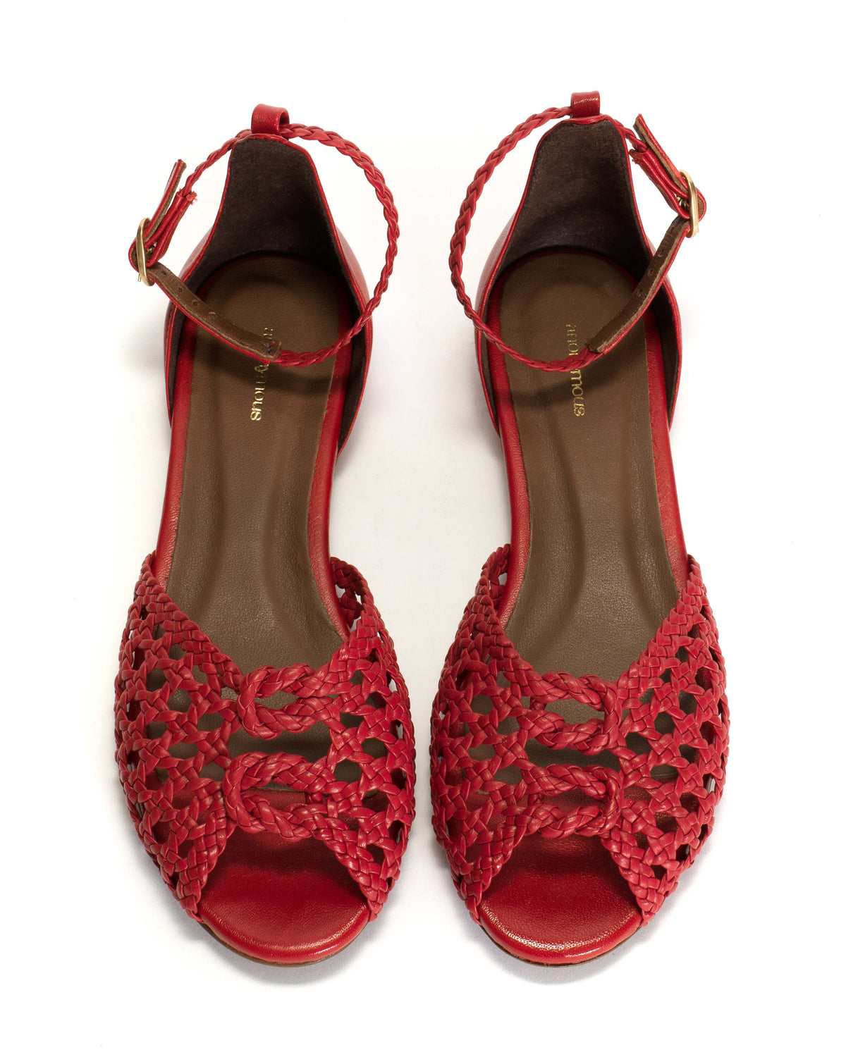 Lucy 10 hand-braided Hand-braided leather Ruby red