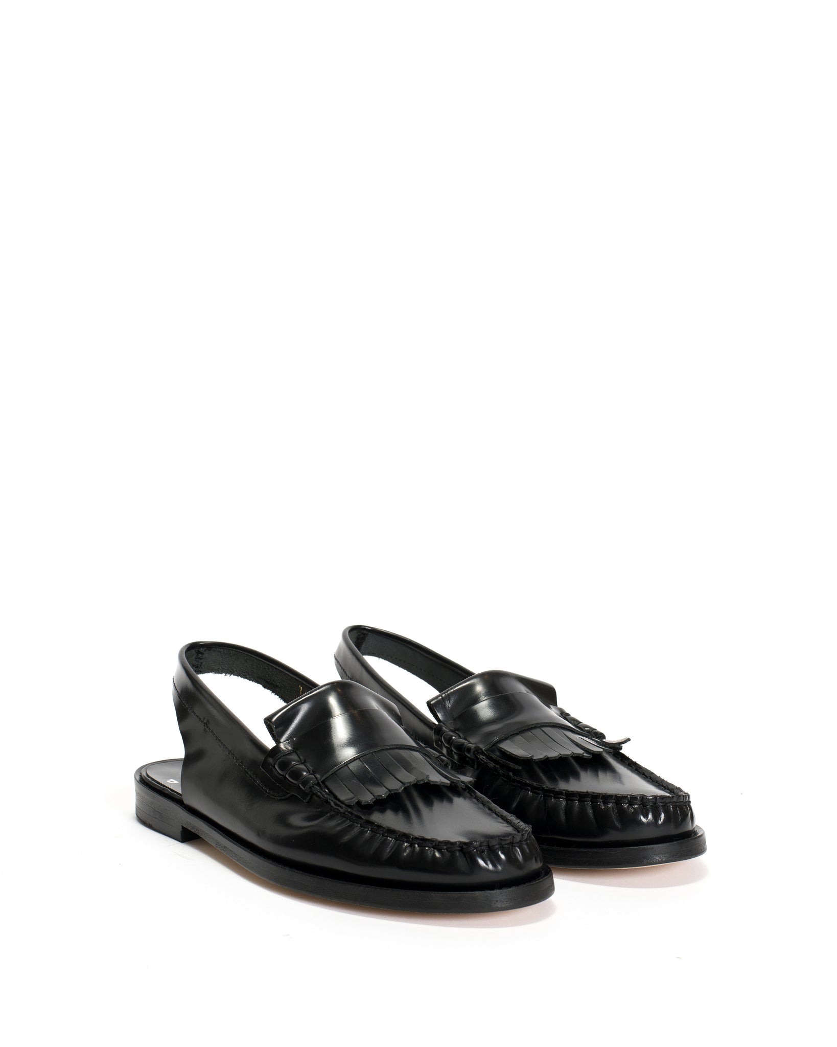 Dico Slingback Moccasin Loafer With Fringes Polido Black - Anonymous Copenhagen