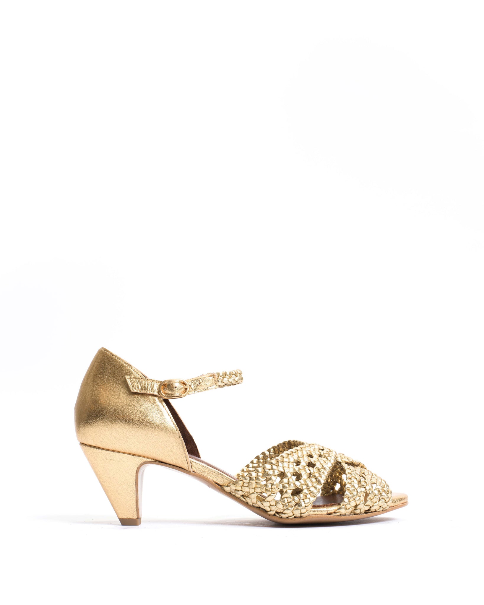 Olina 50 stiletto Hand-braided leather Gold - Anonymous Copenhagen