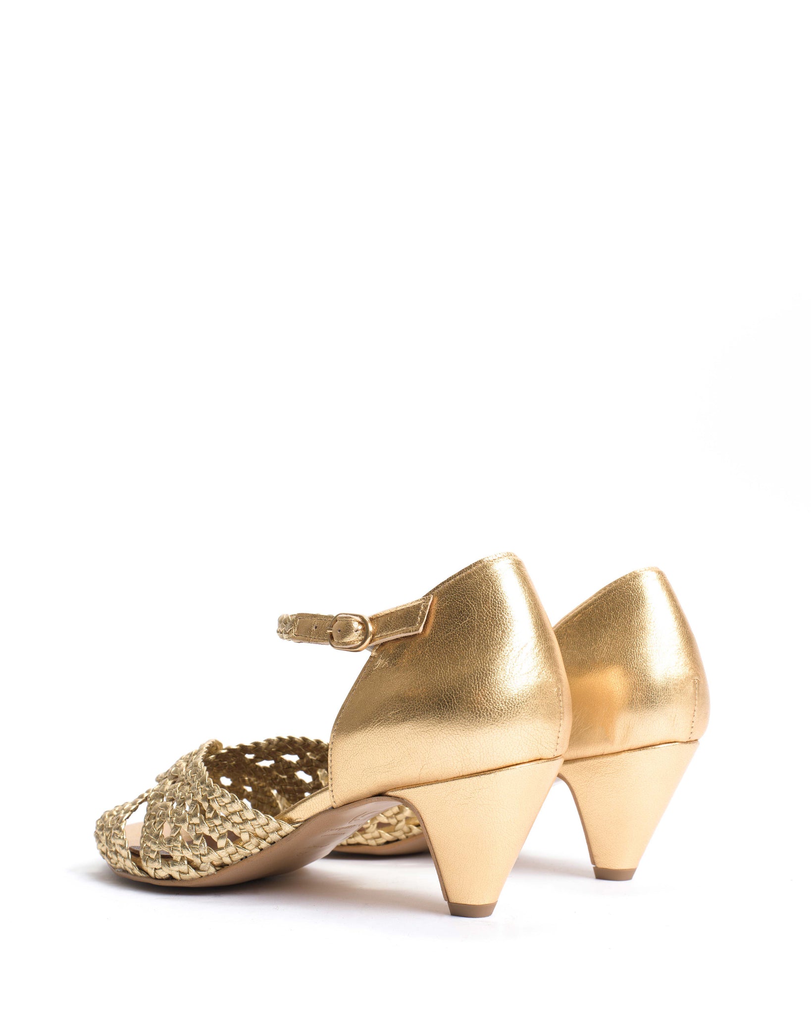 Olina 50 stiletto Hand-braided leather Gold - Anonymous Copenhagen
