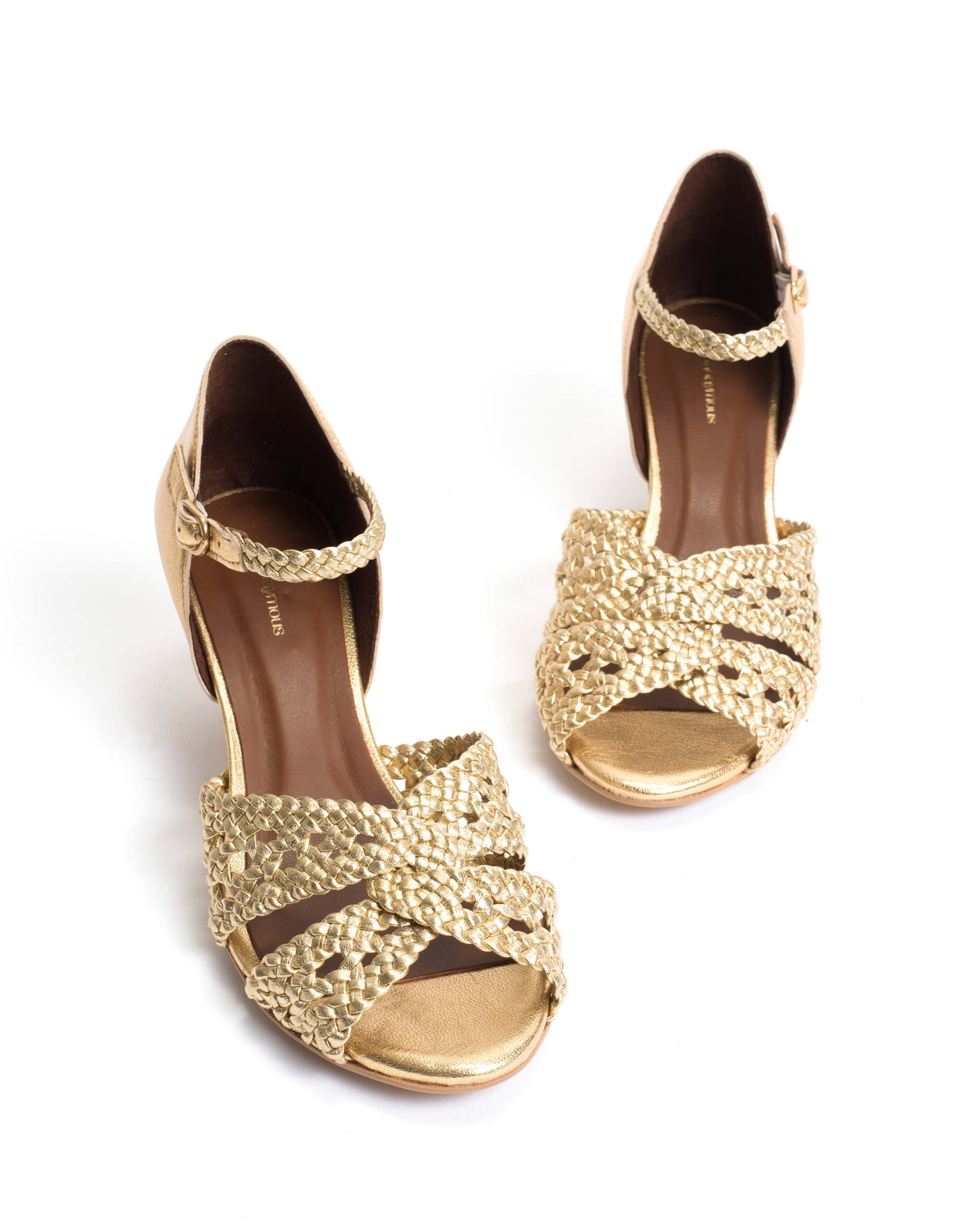 Olina 50 stiletto Hand-braided leather Gold - Anonymous Copenhagen