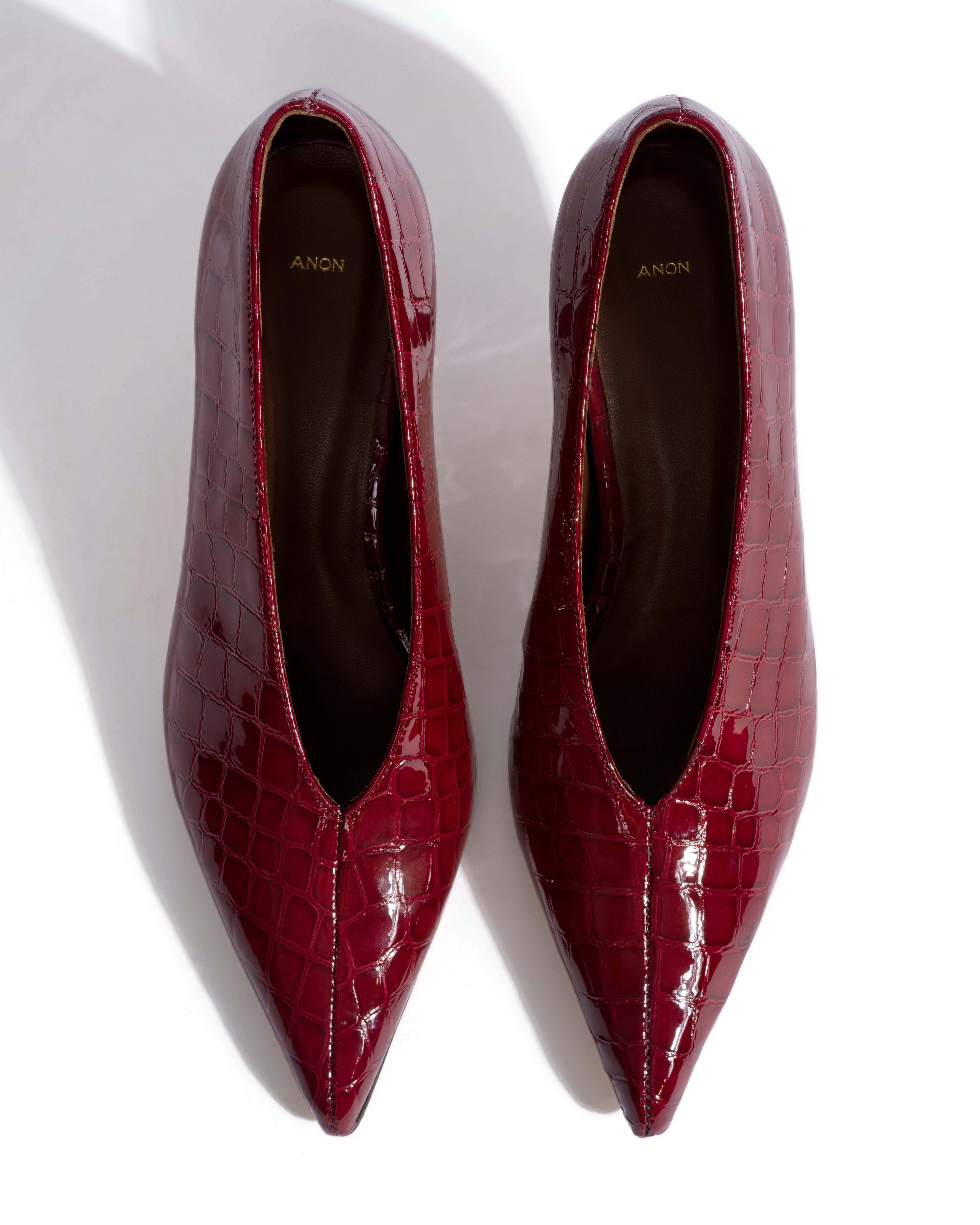 Phia 55 pin Polished croco calf Pomegranate