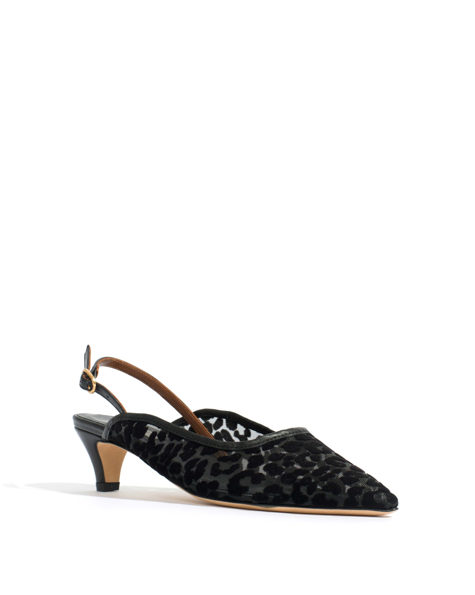 Fanny 40 stiletto mosquito Shiny lamb & mosquito velvet leopard Black