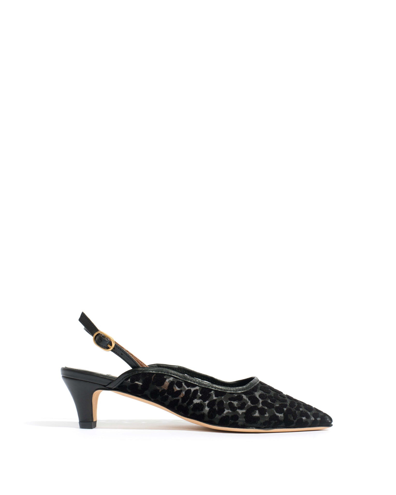 Fanny 40 stiletto mosquito Shiny lamb & mosquito velvet leopard Black