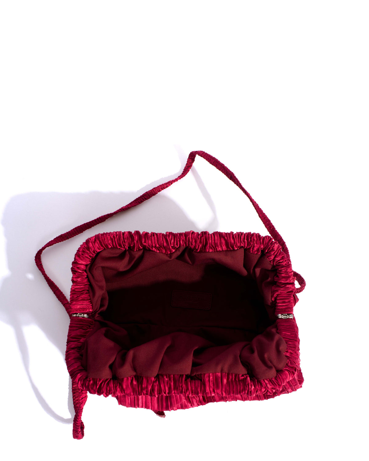 Hally classic cloud bag Pleated satin Pomegranate