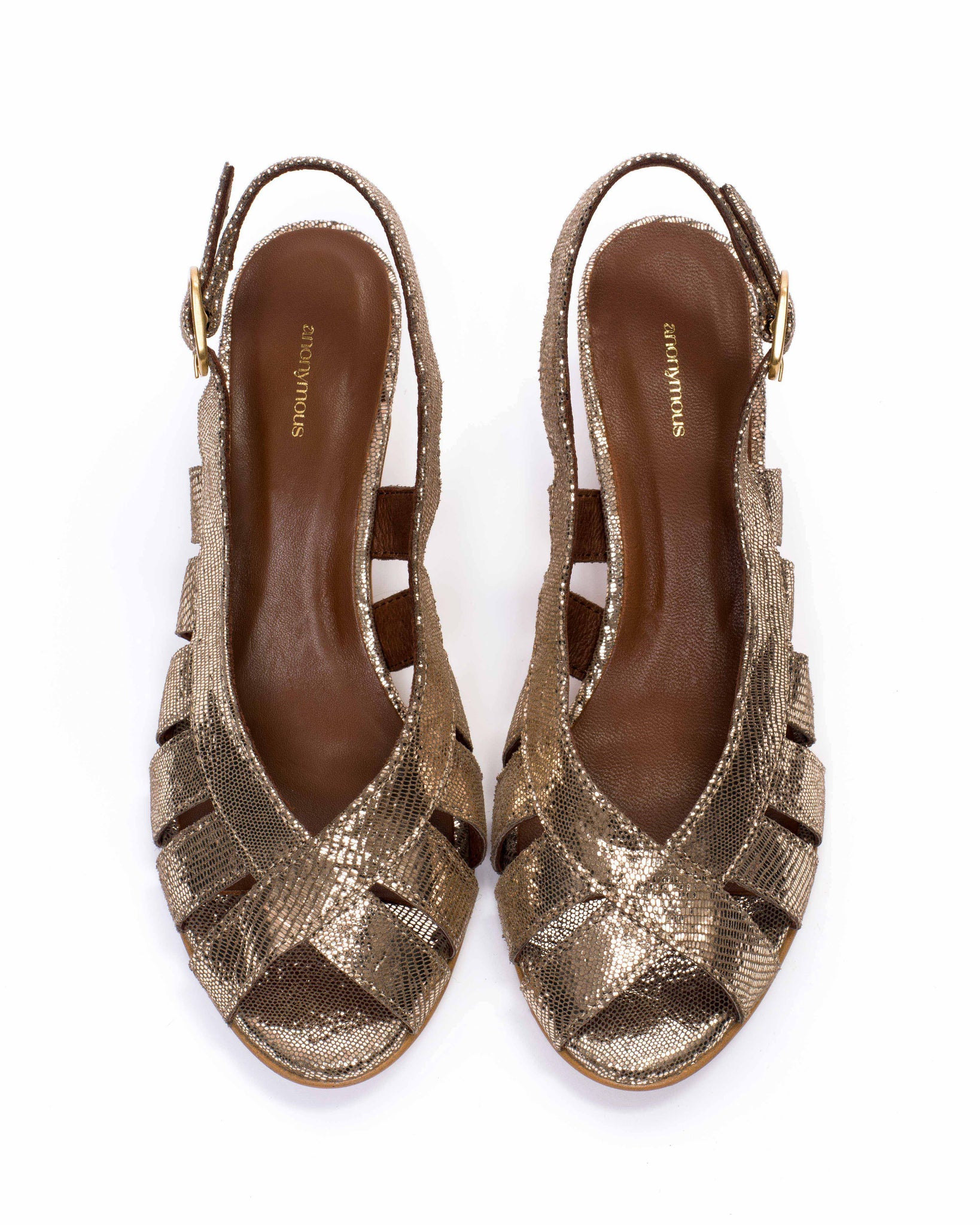 Sophie 50 stiletto Lizard metallic goat Vintage champagne - Anonymous Copenhagen