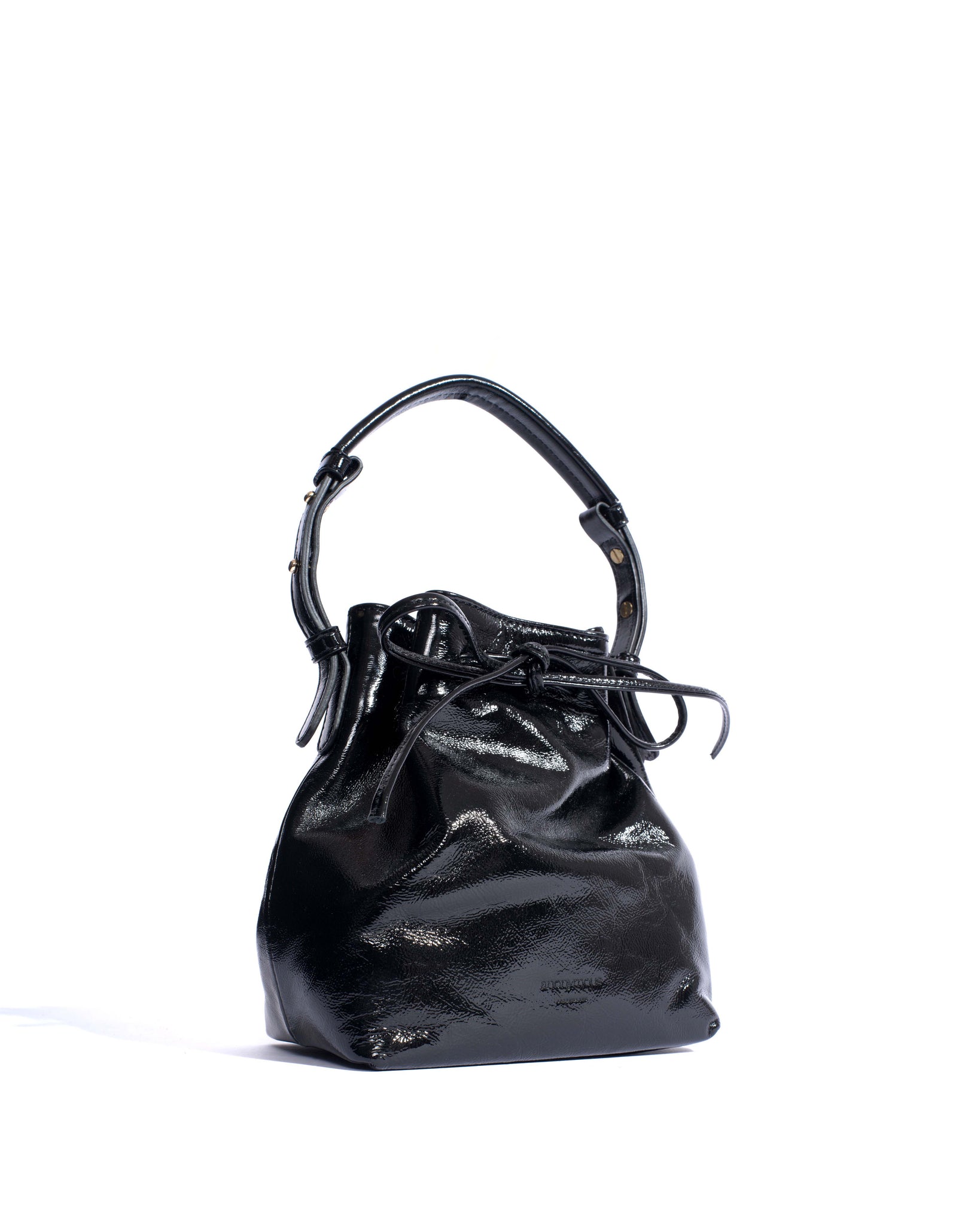 Kacey petite bucket bag Crinkled polished goat Black