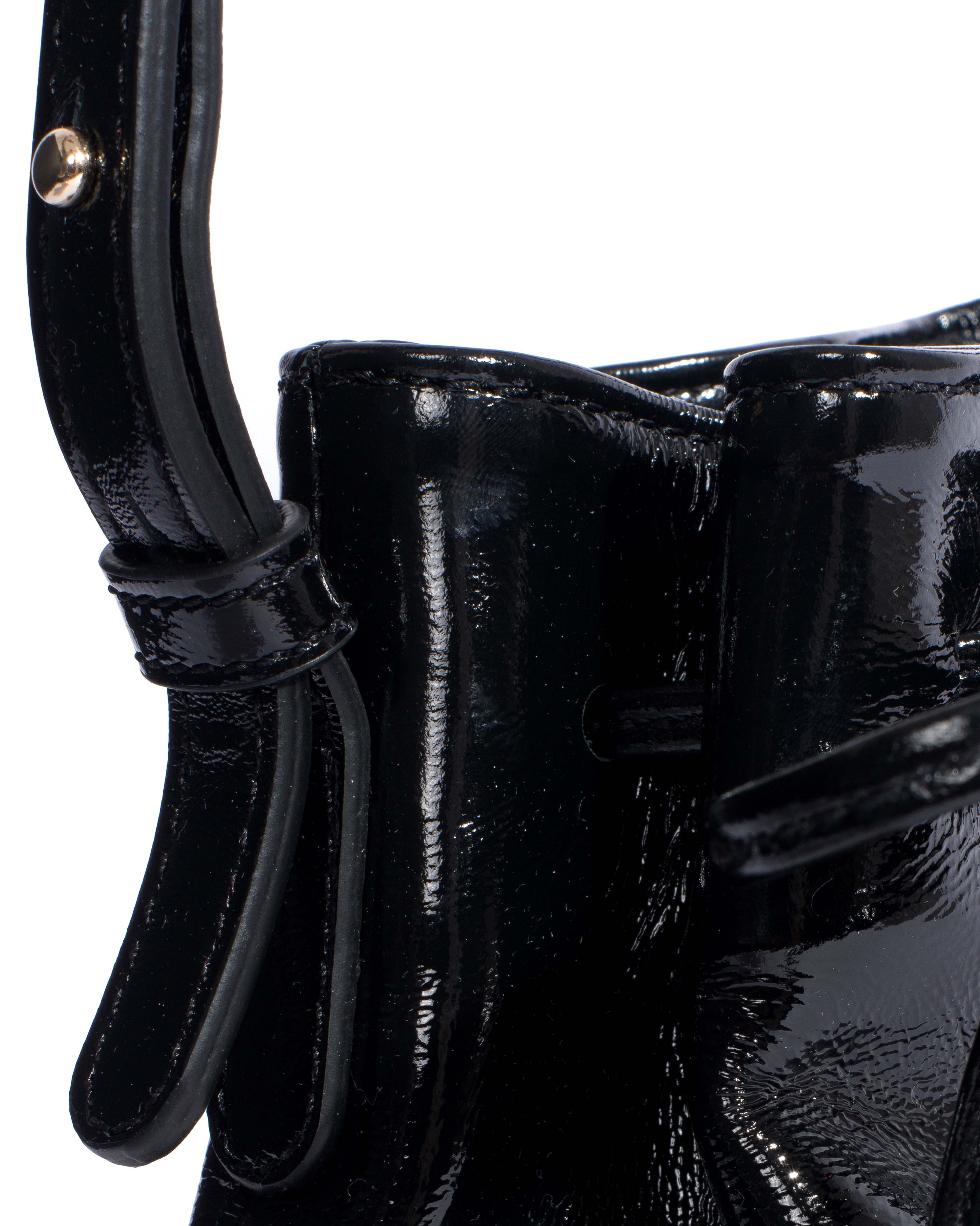 Kacey petite bucket bag Crinkled polished goat Black