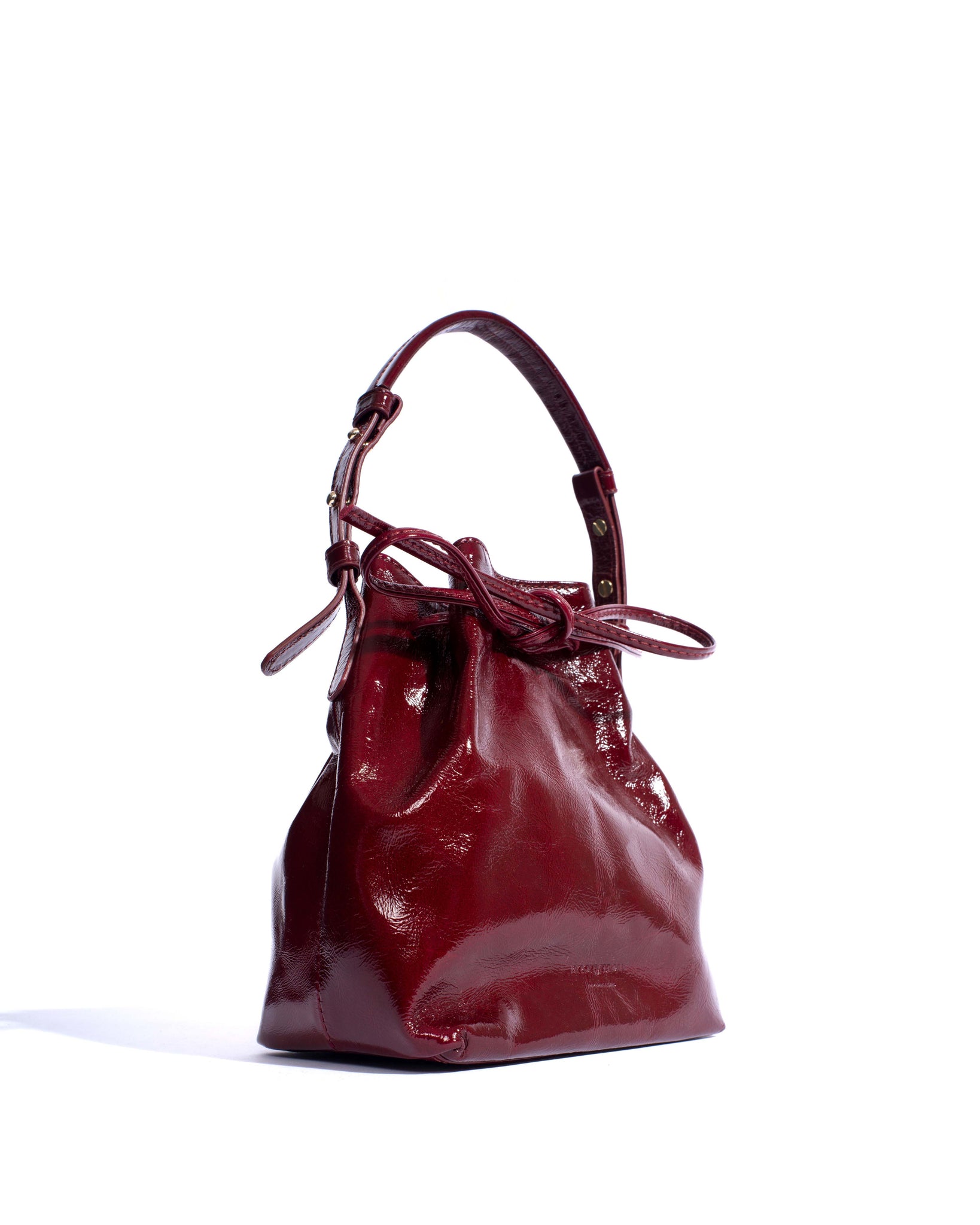 Kacey petite bucket bag Crinkled polished goat Pomegranate