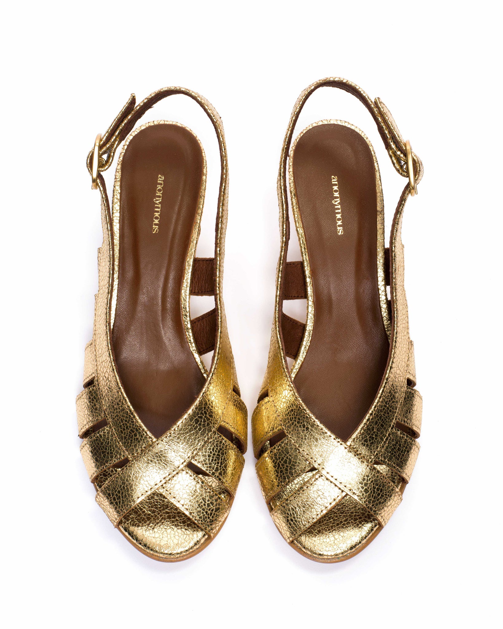 Sophie 50 stiletto Crackled metallic goat Gold - Anonymous Copenhagen