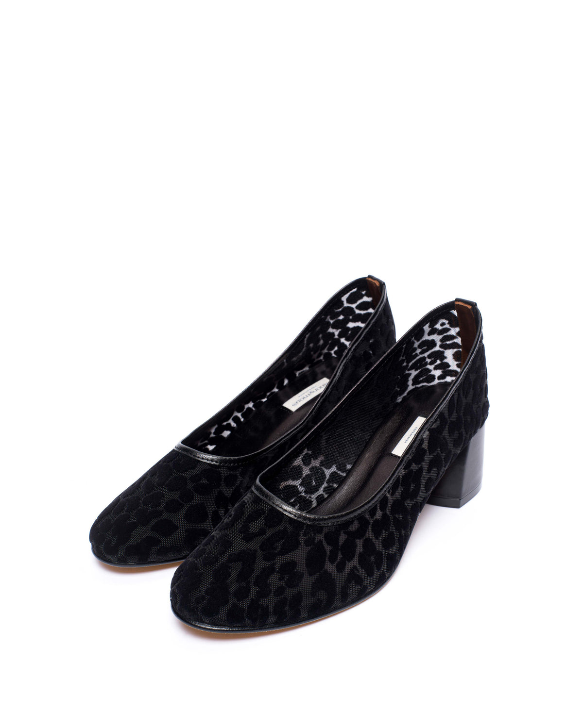 Sacha 40 mesh Shiny lamb & mesh velvet leopard Black