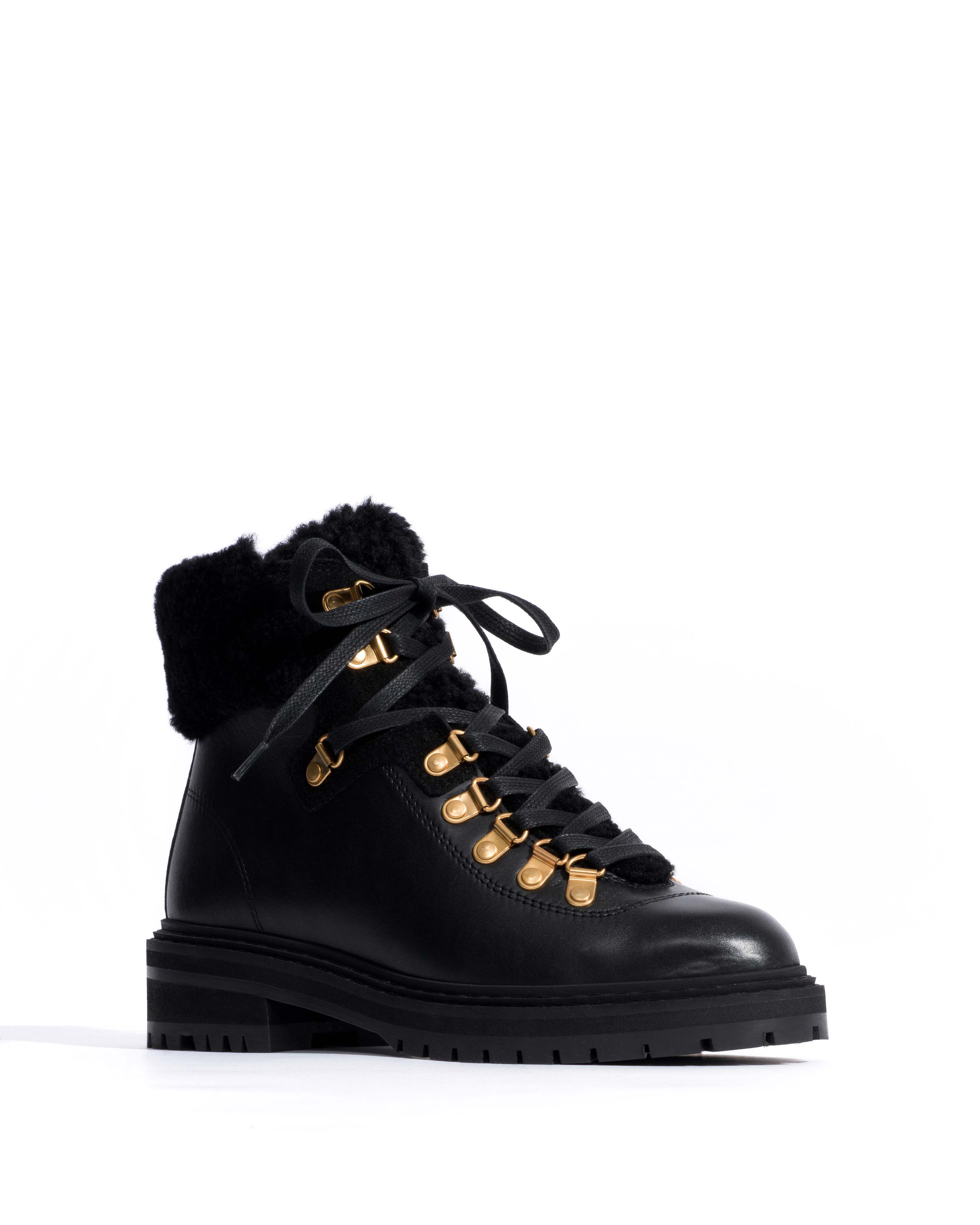 Beari lamb shearling Soft calf & suede leather Black