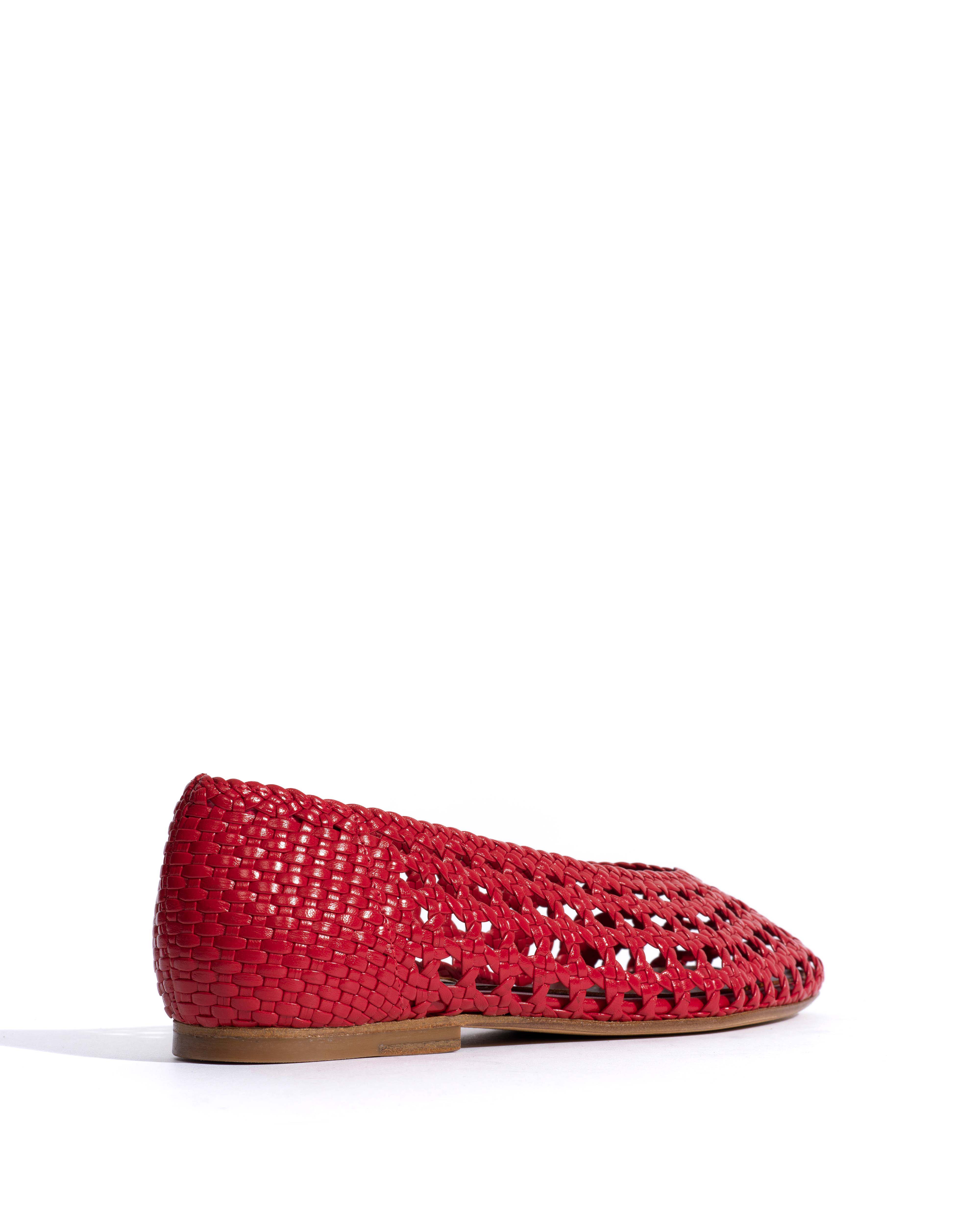Sessi 10 Hand-braided leather Ruby red