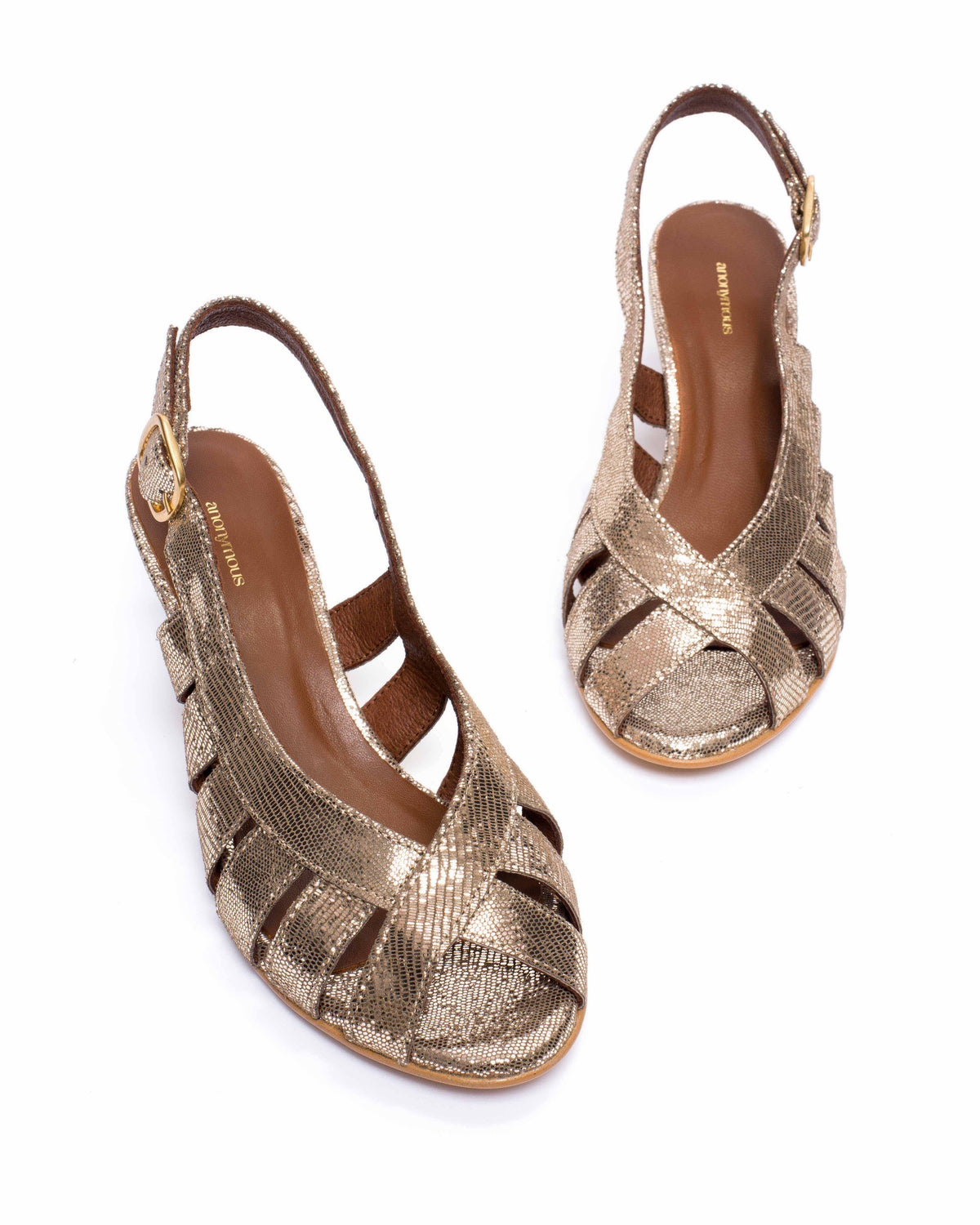 Sophie 50 stiletto Lizard metallic goat Vintage champagne
