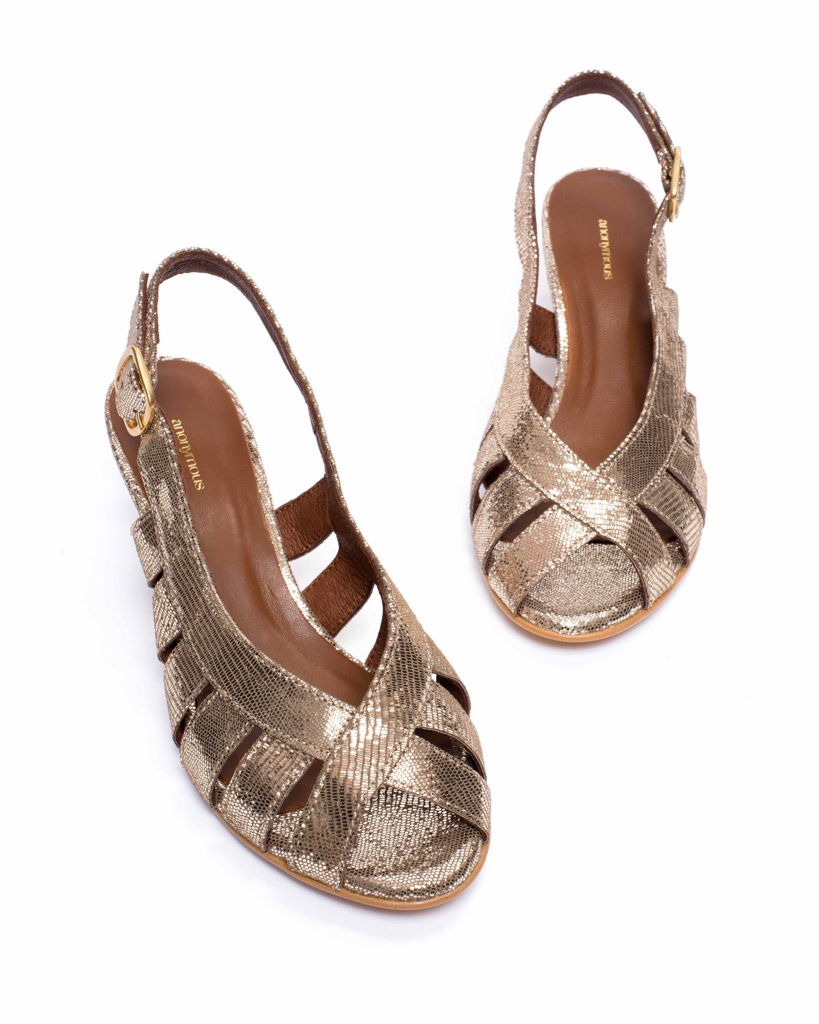 Sophie 50 stiletto Lizard metallic goat Vintage champagne - Anonymous Copenhagen