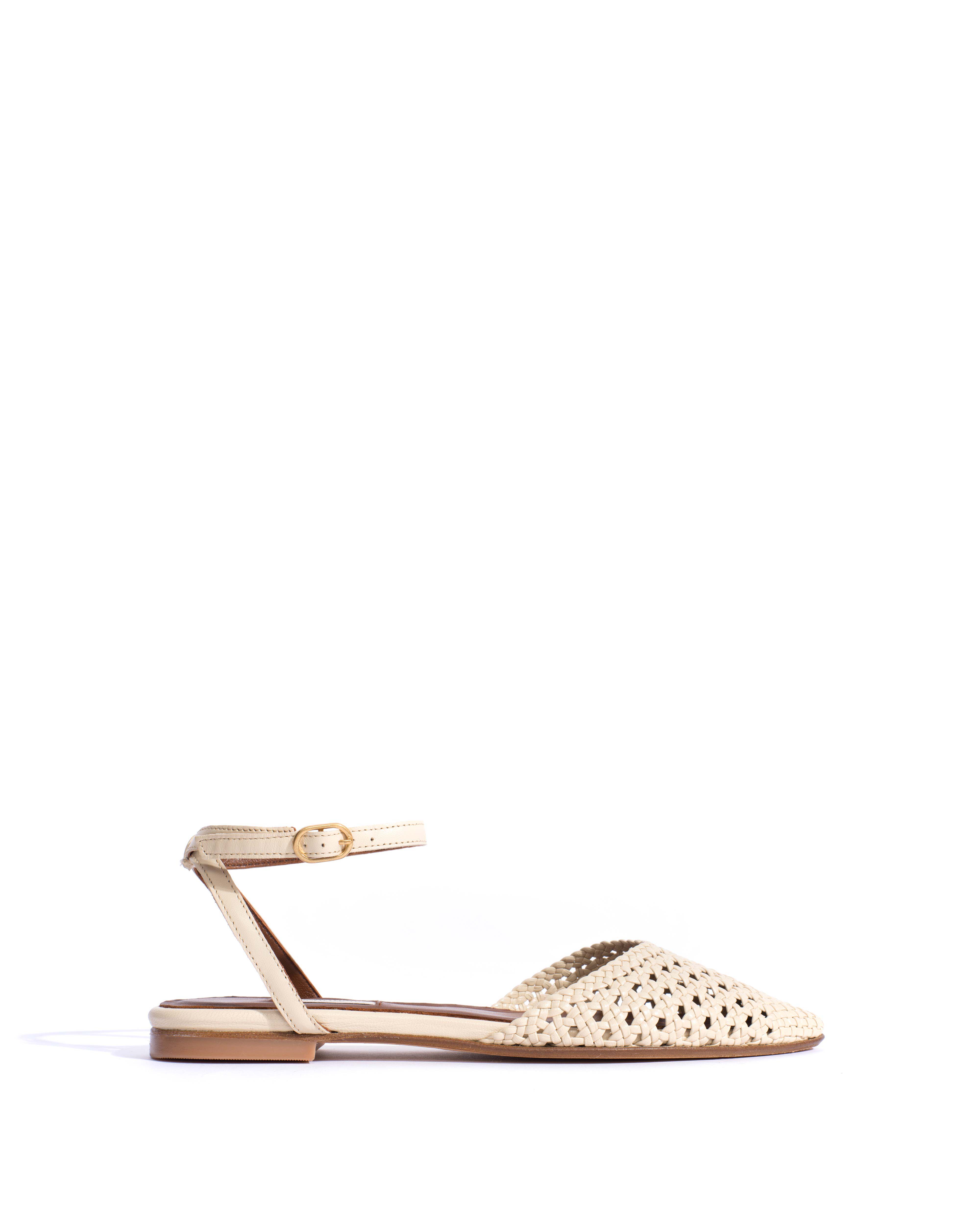 Senara 10 Hand-braided leather White sand