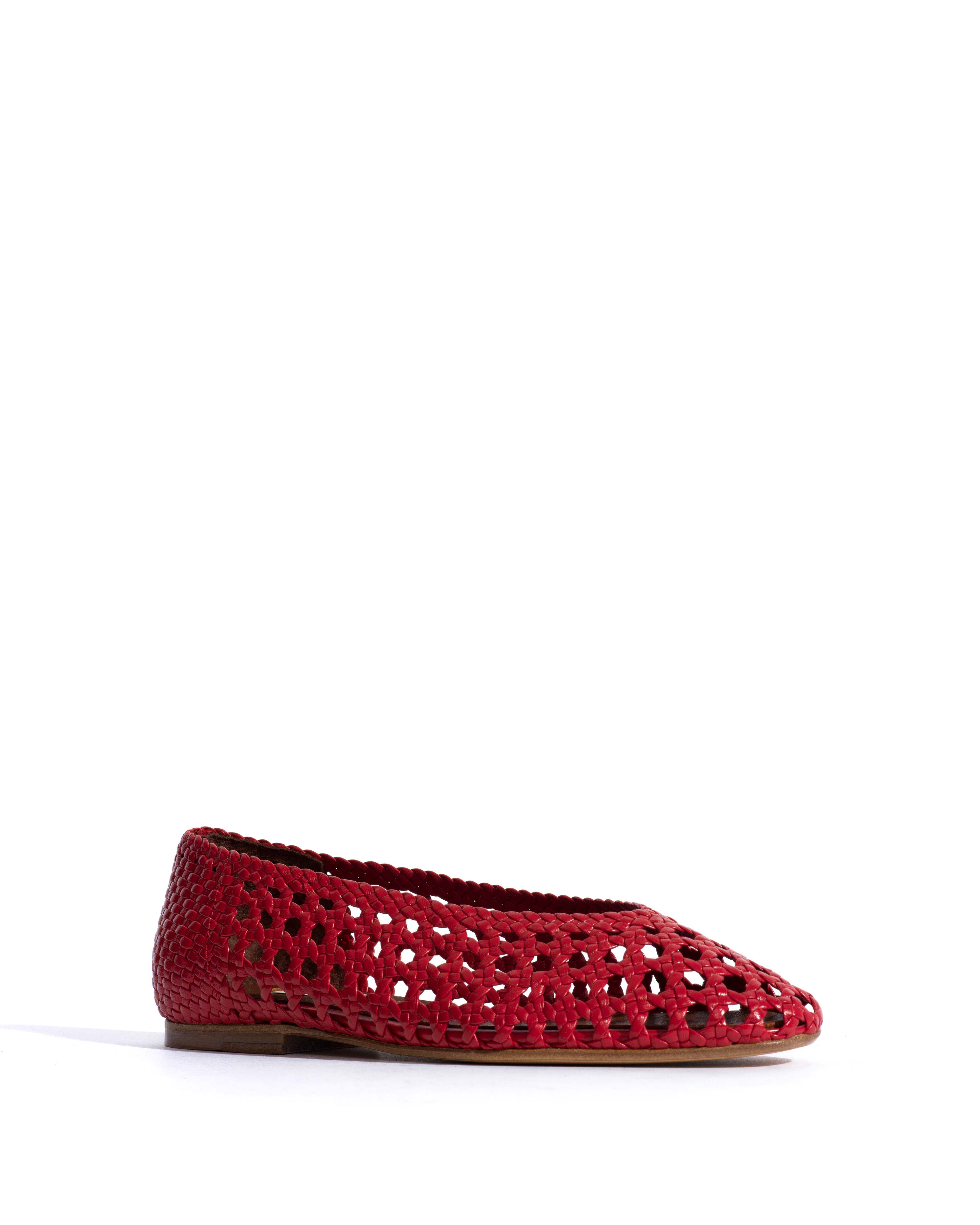 Sessi 10 Hand-braided leather Ruby red
