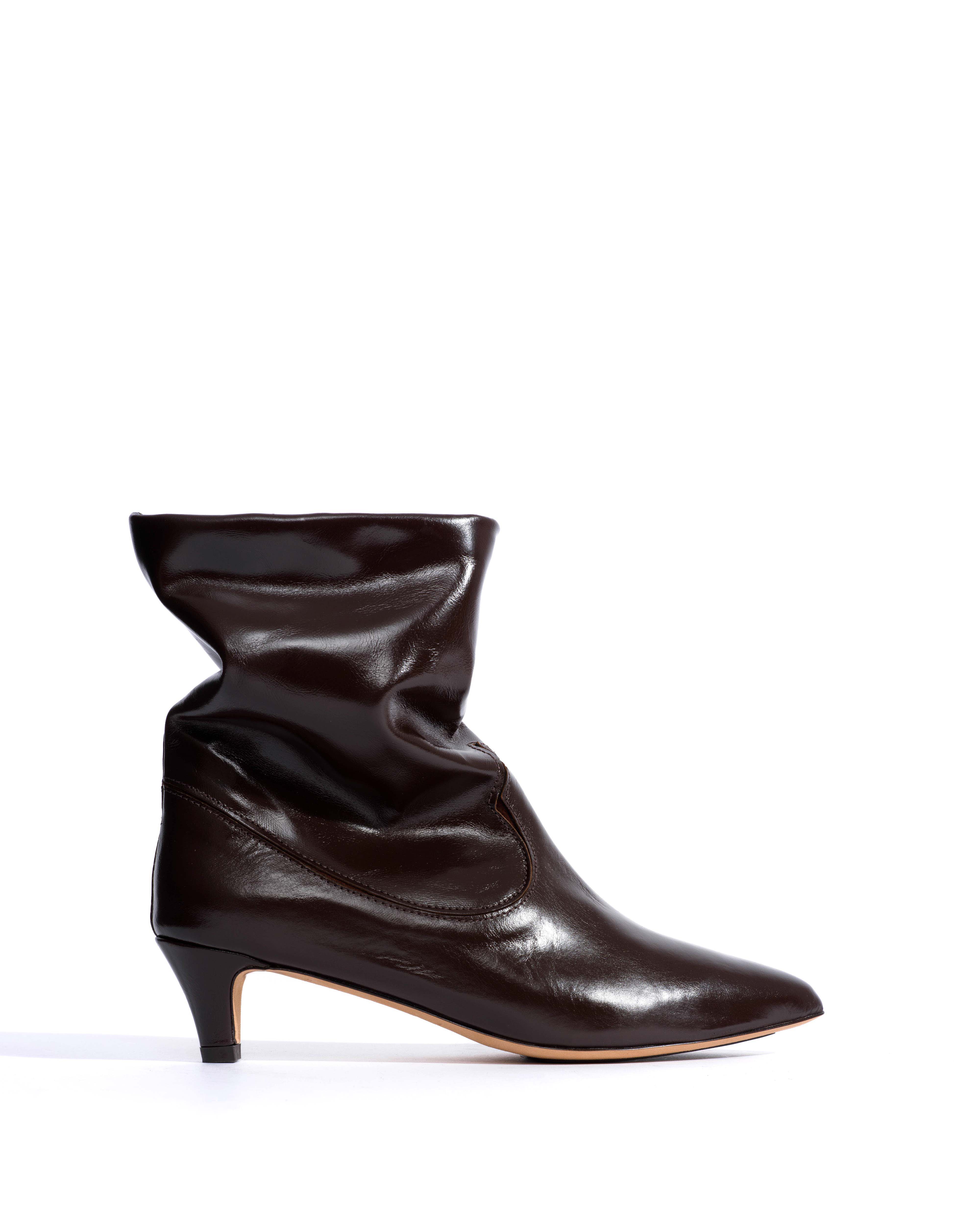 Hicha 40 stiletto Crinkled soft calf & suede leather Espresso brown & chocolate brown
