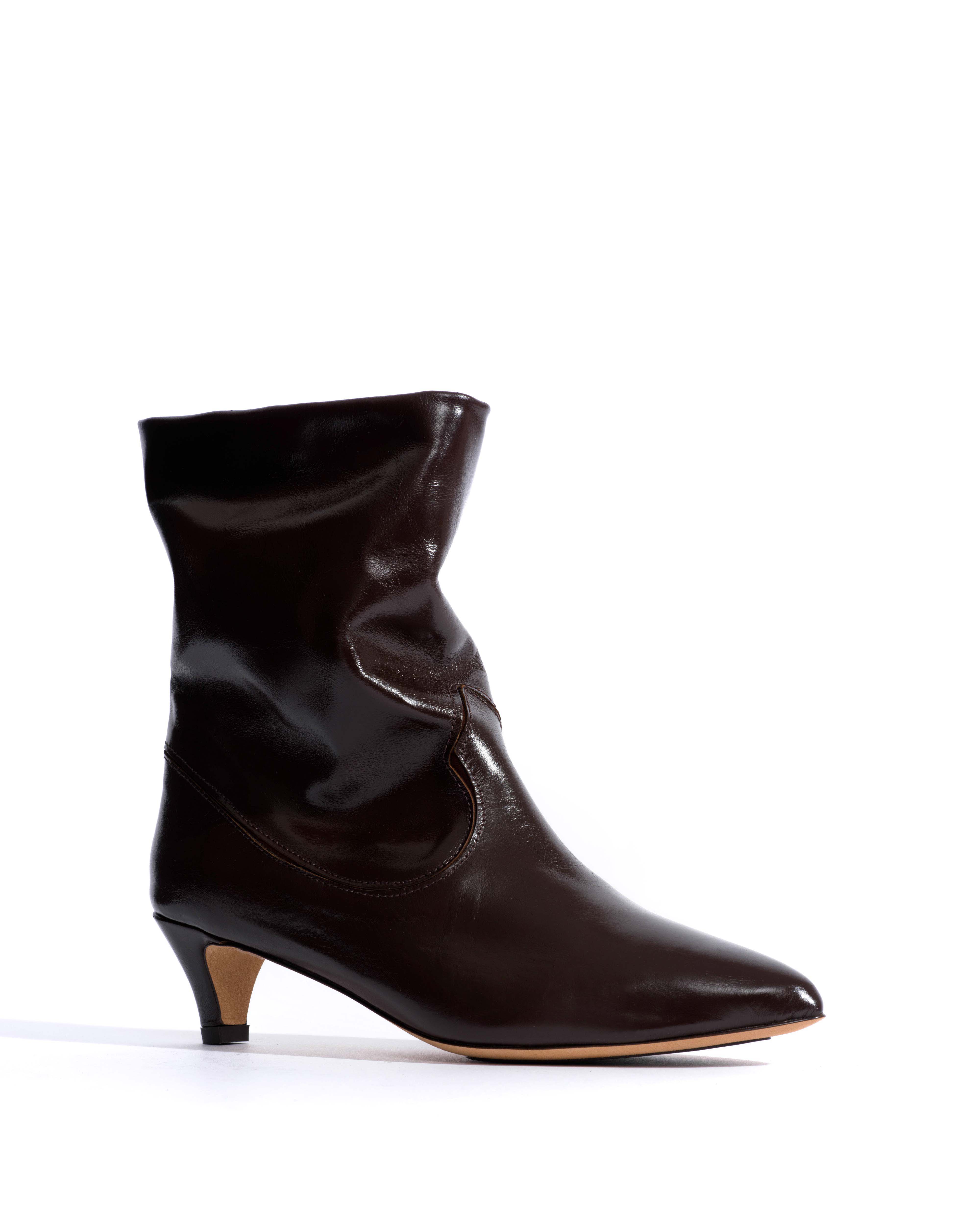 Hicha 40 stiletto Crinkled soft calf & suede leather Espresso brown & chocolate brown