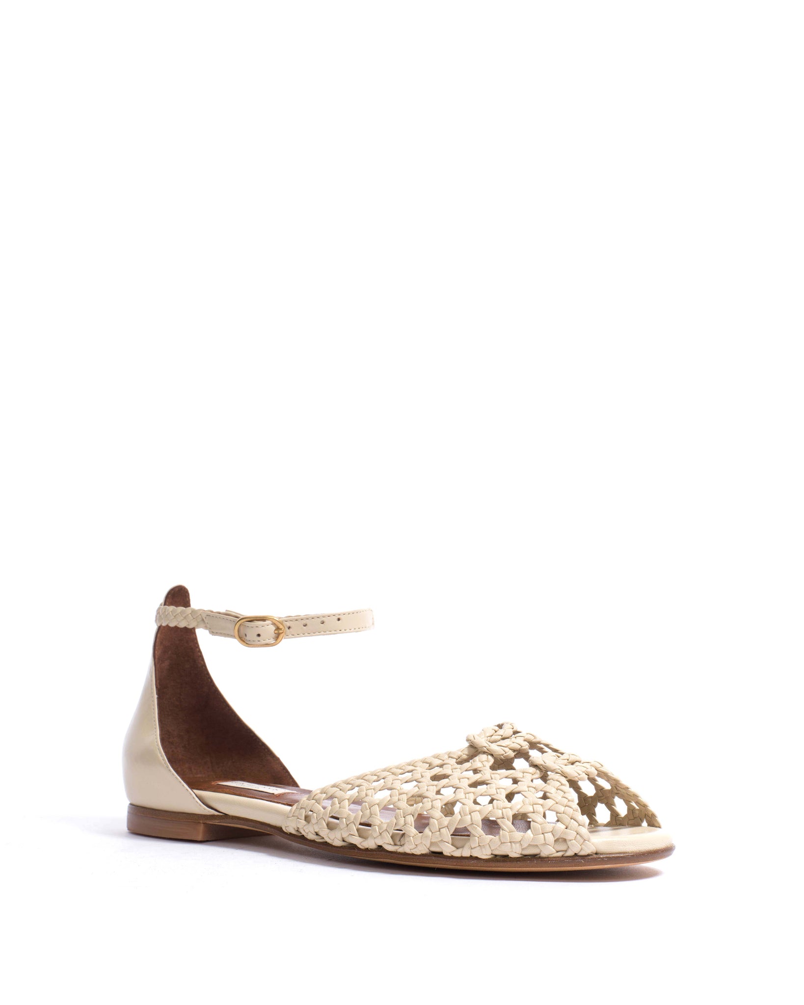 Lucy 10 Hand-braided leather White sand