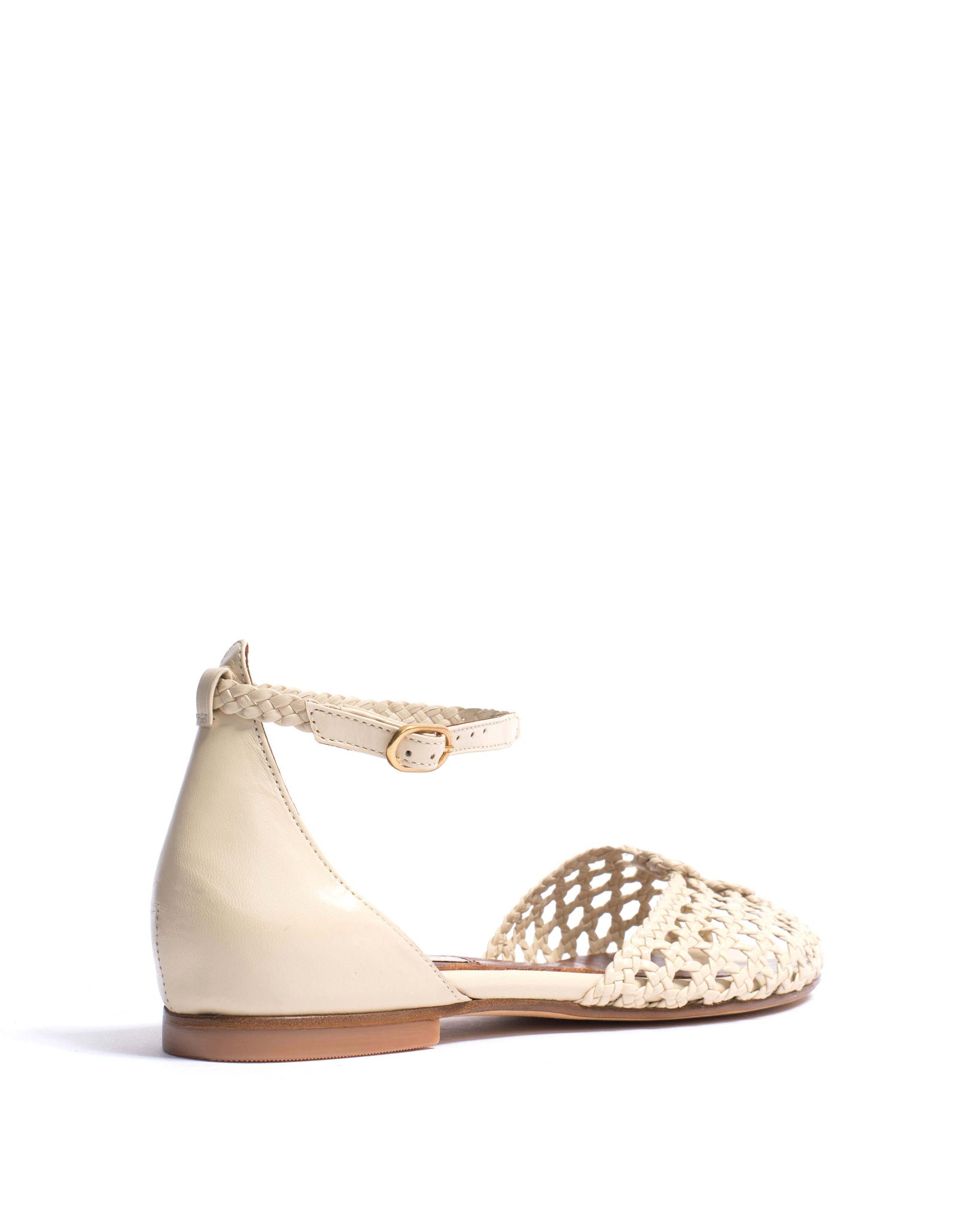Lucy 10 Hand-braided leather White sand