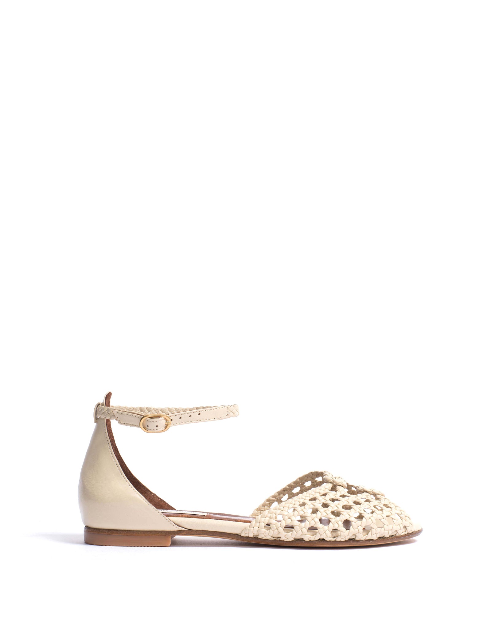 Lucy 10 Hand-braided leather White sand
