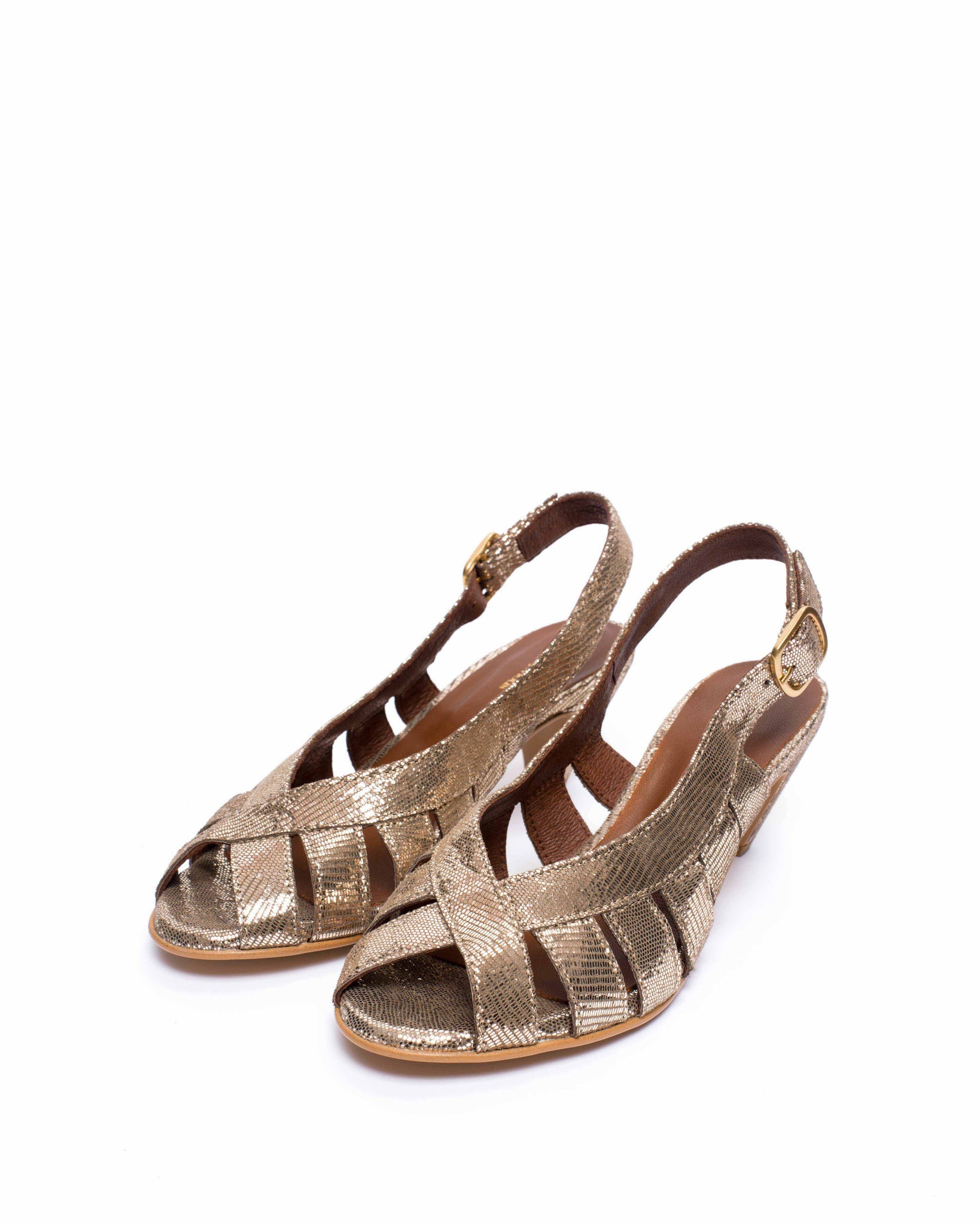 Sophie 50 stiletto Lizard metallic goat Vintage champagne - Anonymous Copenhagen