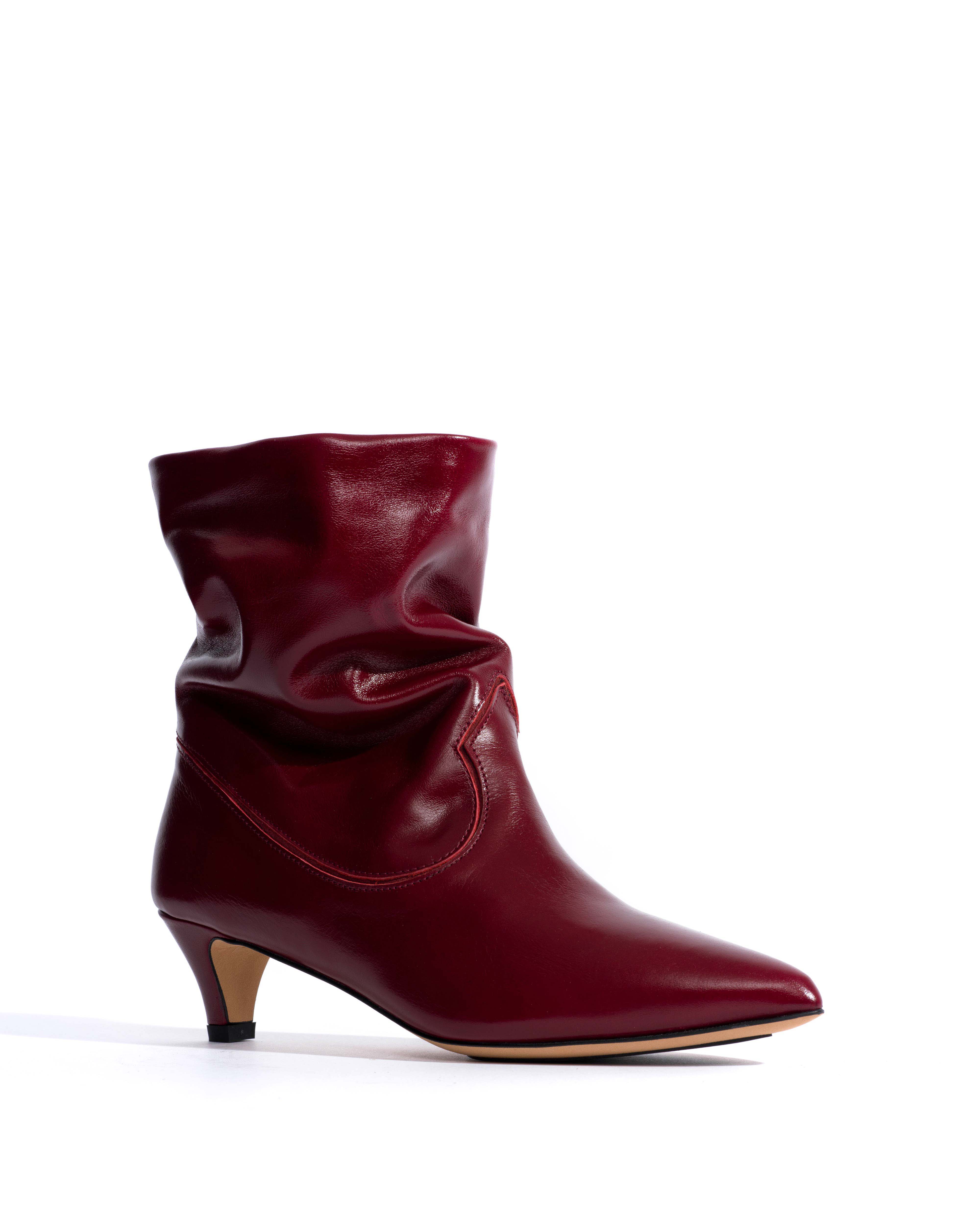 Hicha 40 stiletto Crinkled soft calf & suede leather Pomegranate