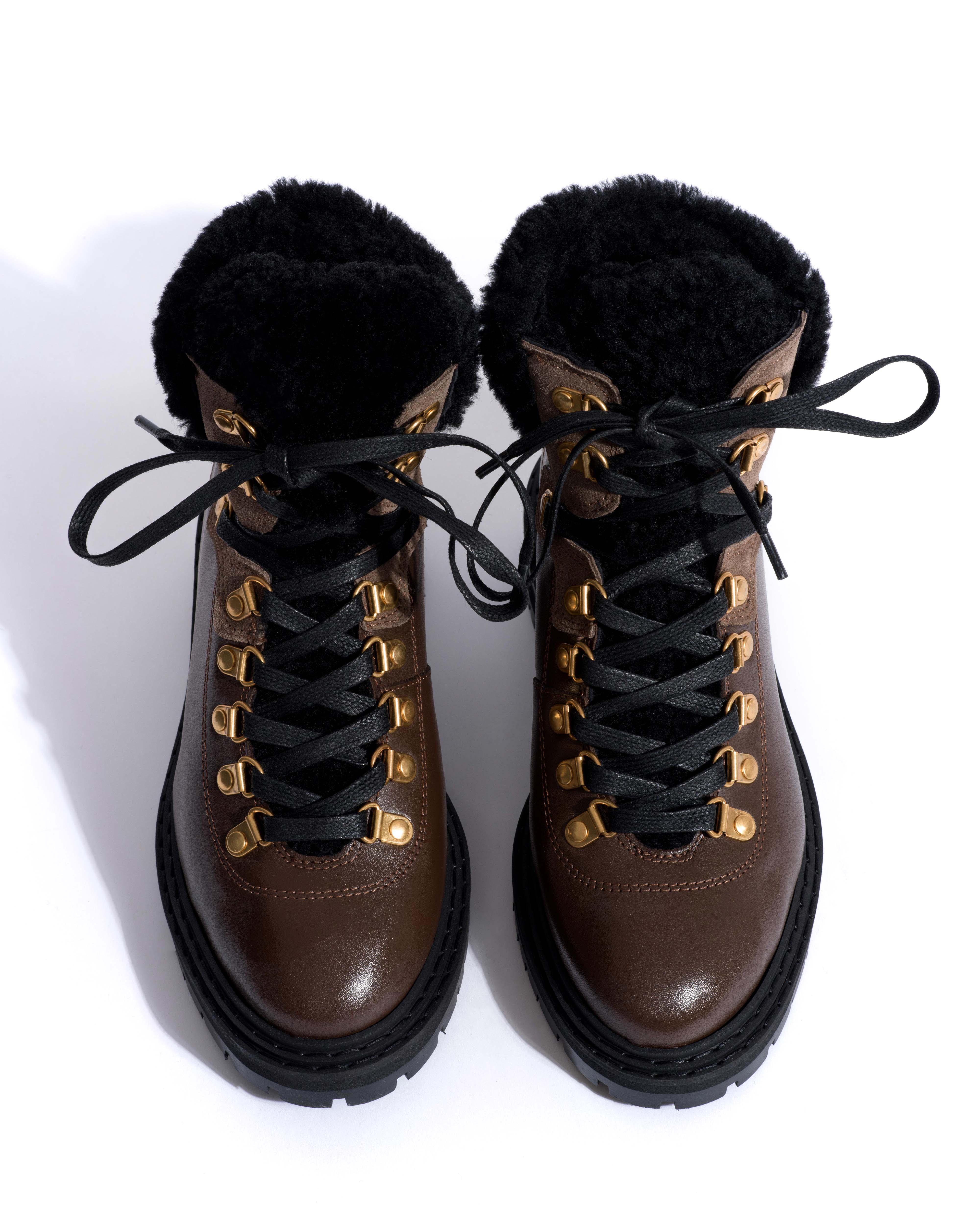 Beari lamb shearling Soft calf & suede leather Dark taupe