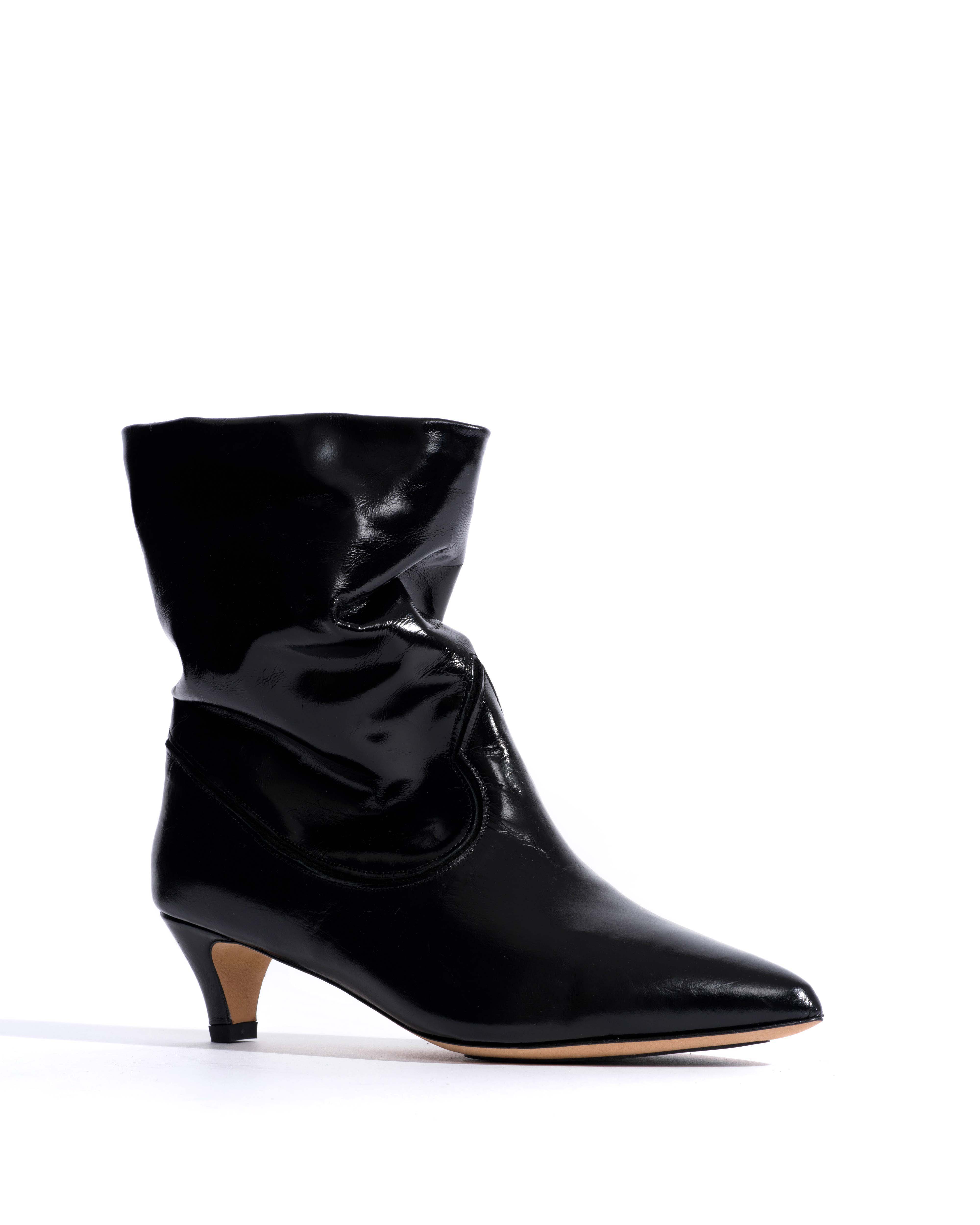 Hicha 40 stiletto Crinkled soft calf & suede leather Black