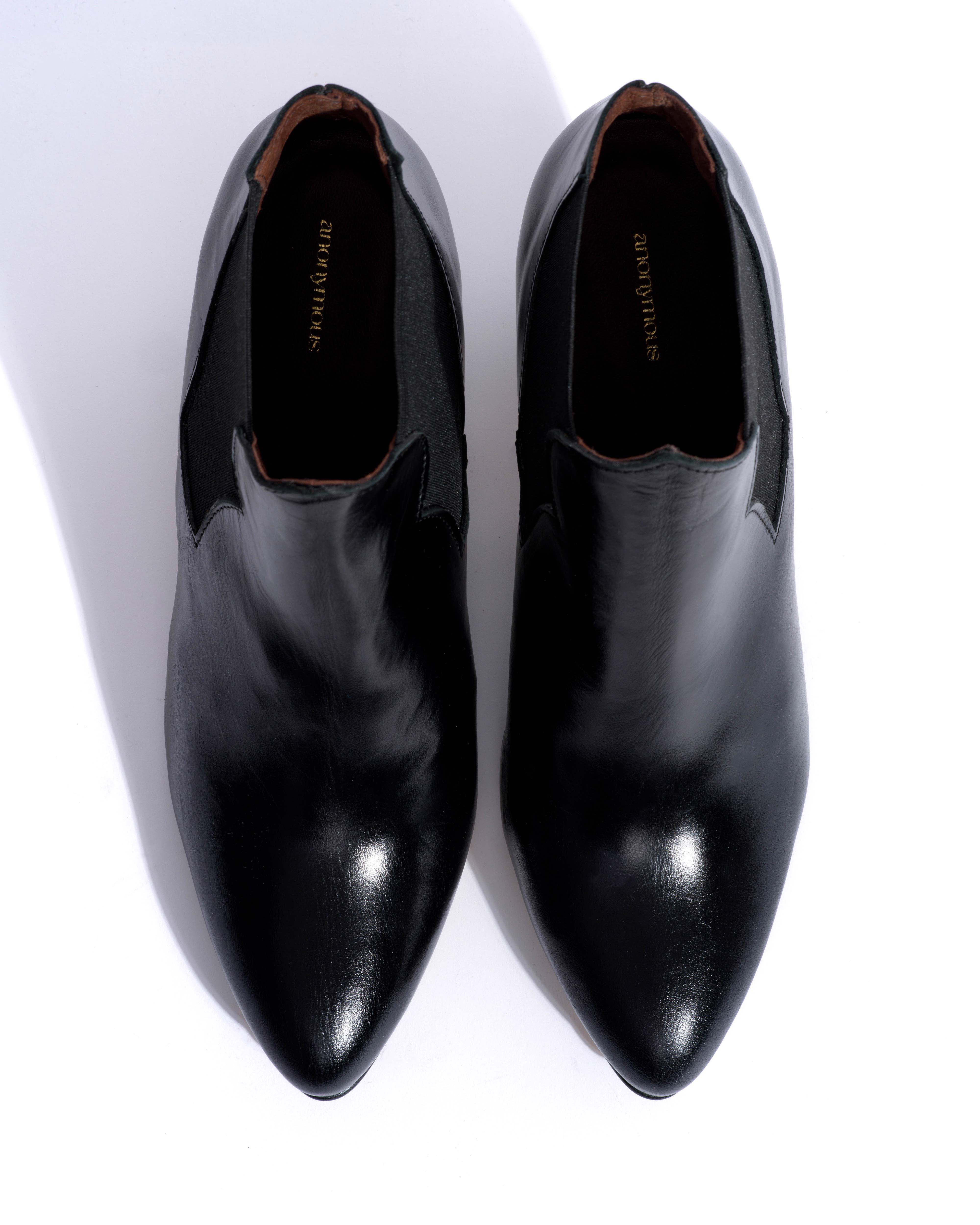 Shalli 50 stiletto Crinkled polished goat Black