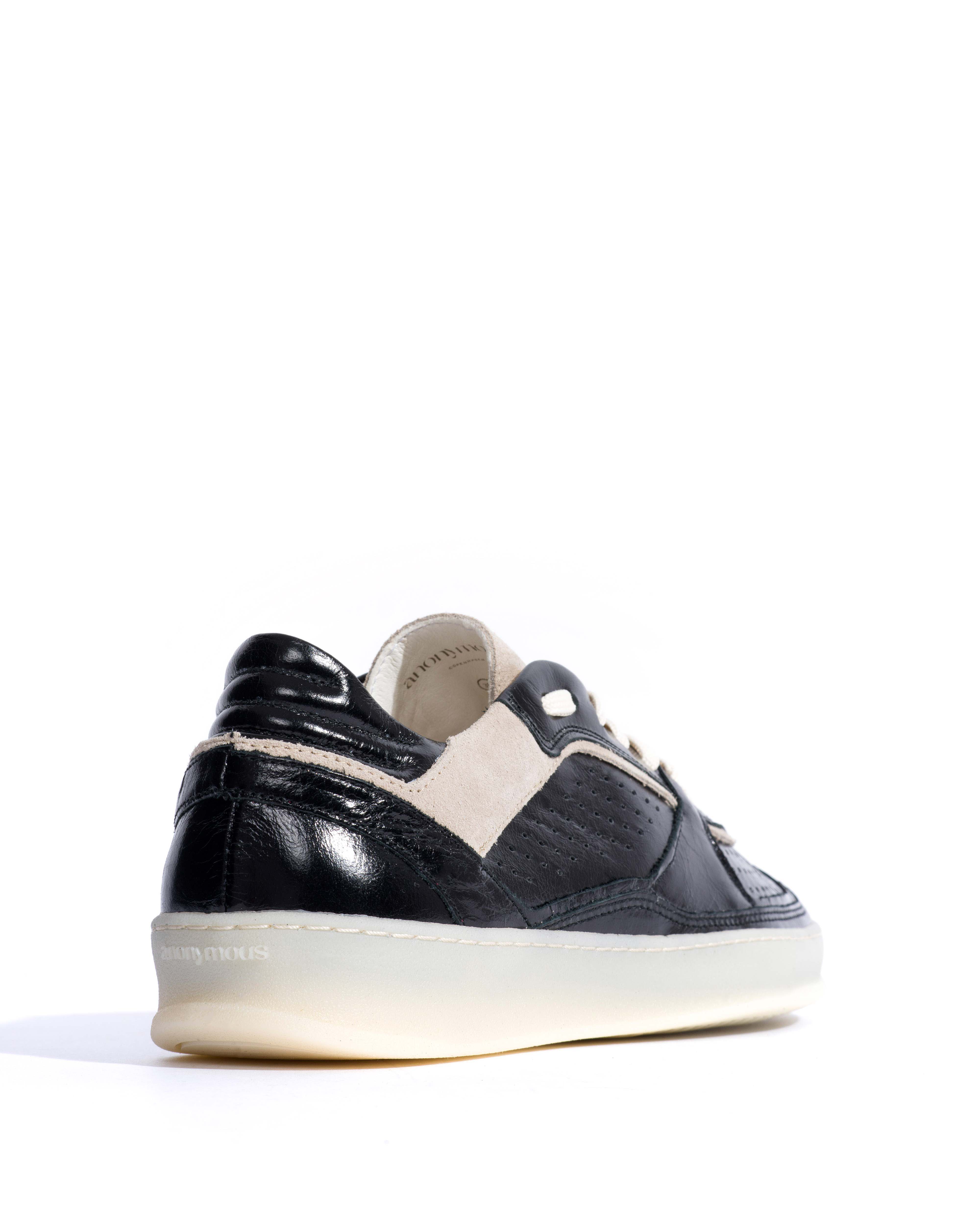 Dabbie Crinkled polished goat & suede leather Black & white sand