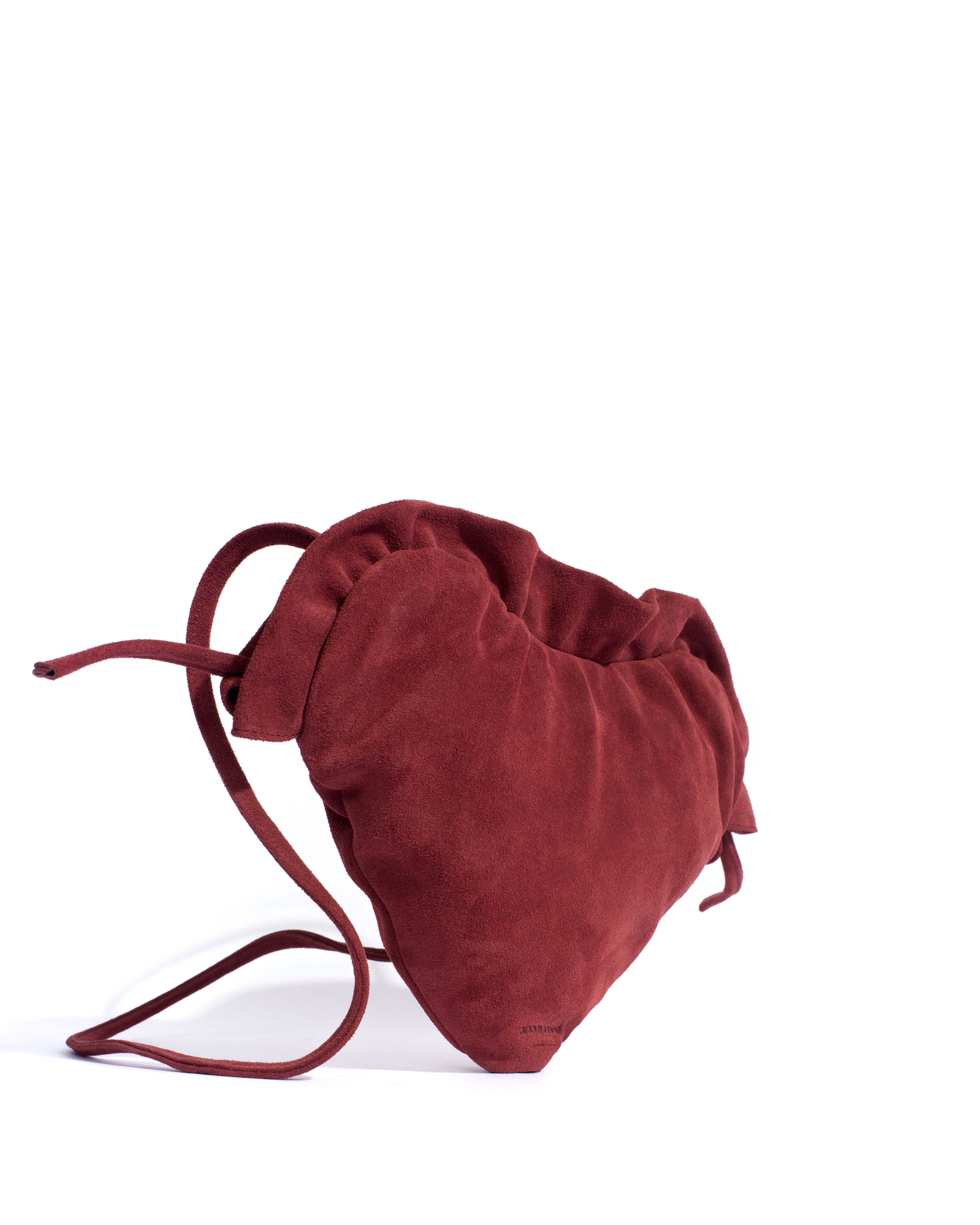 Zally heart bag Calf suede Pomegranate