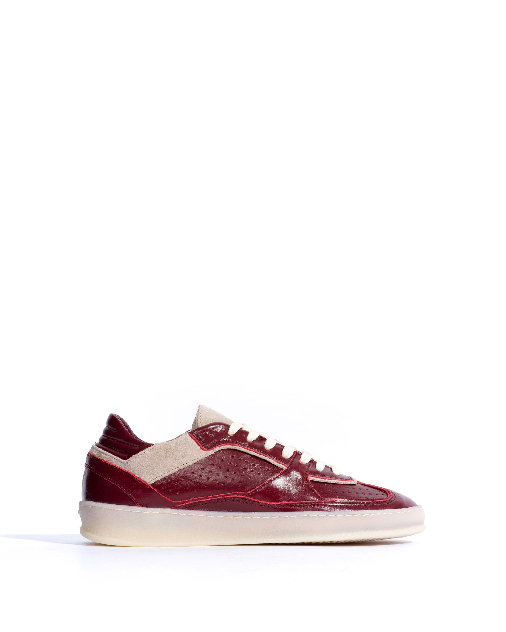 Dabbie Crinkled polished goat & suede leather Pomegranate & white sand - Anonymous Copenhagen Sneakers