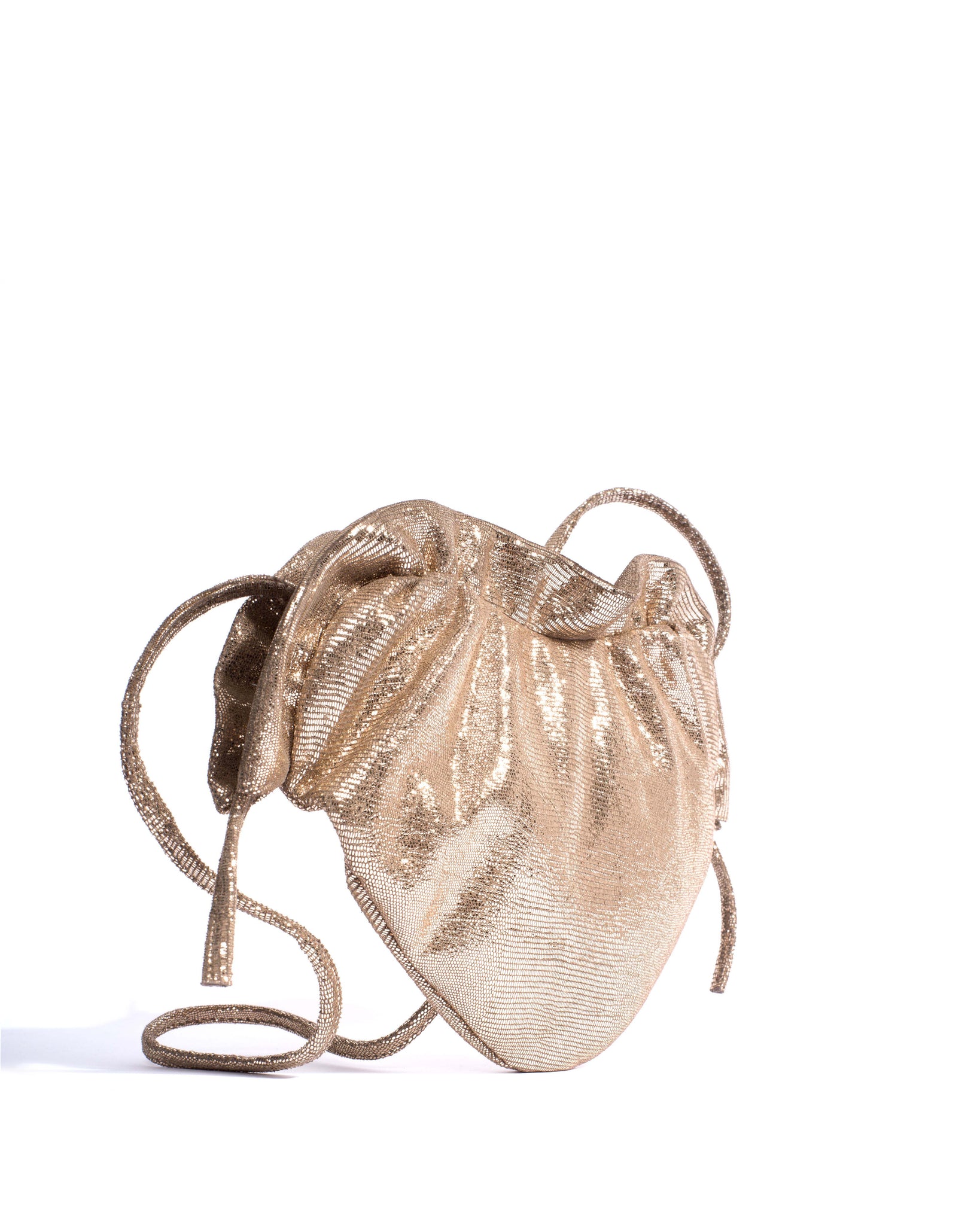 Zally heart bag Lizard metallic goat Vintage champagne