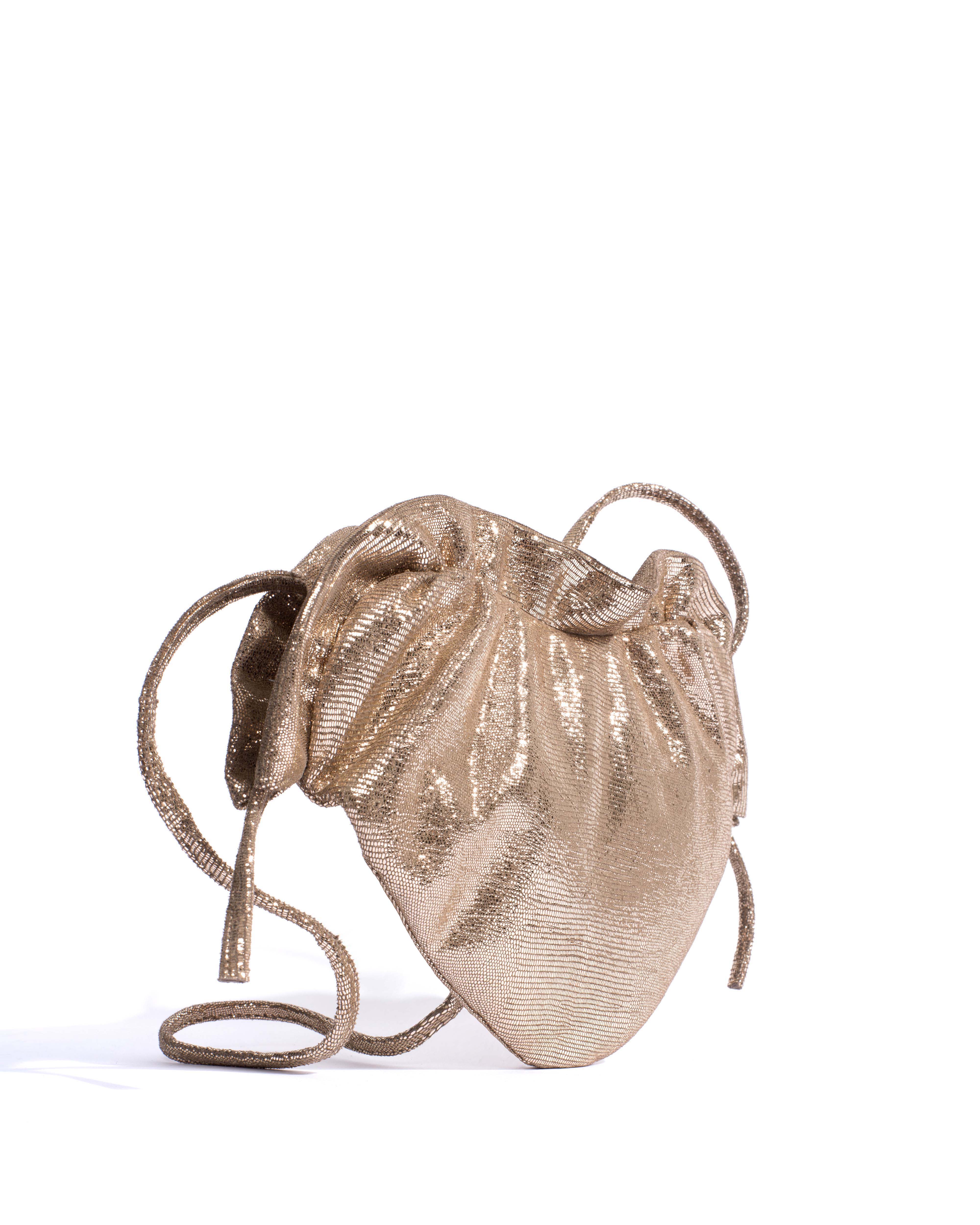 Zally heart bag Lizard metallic goat Vintage champagne