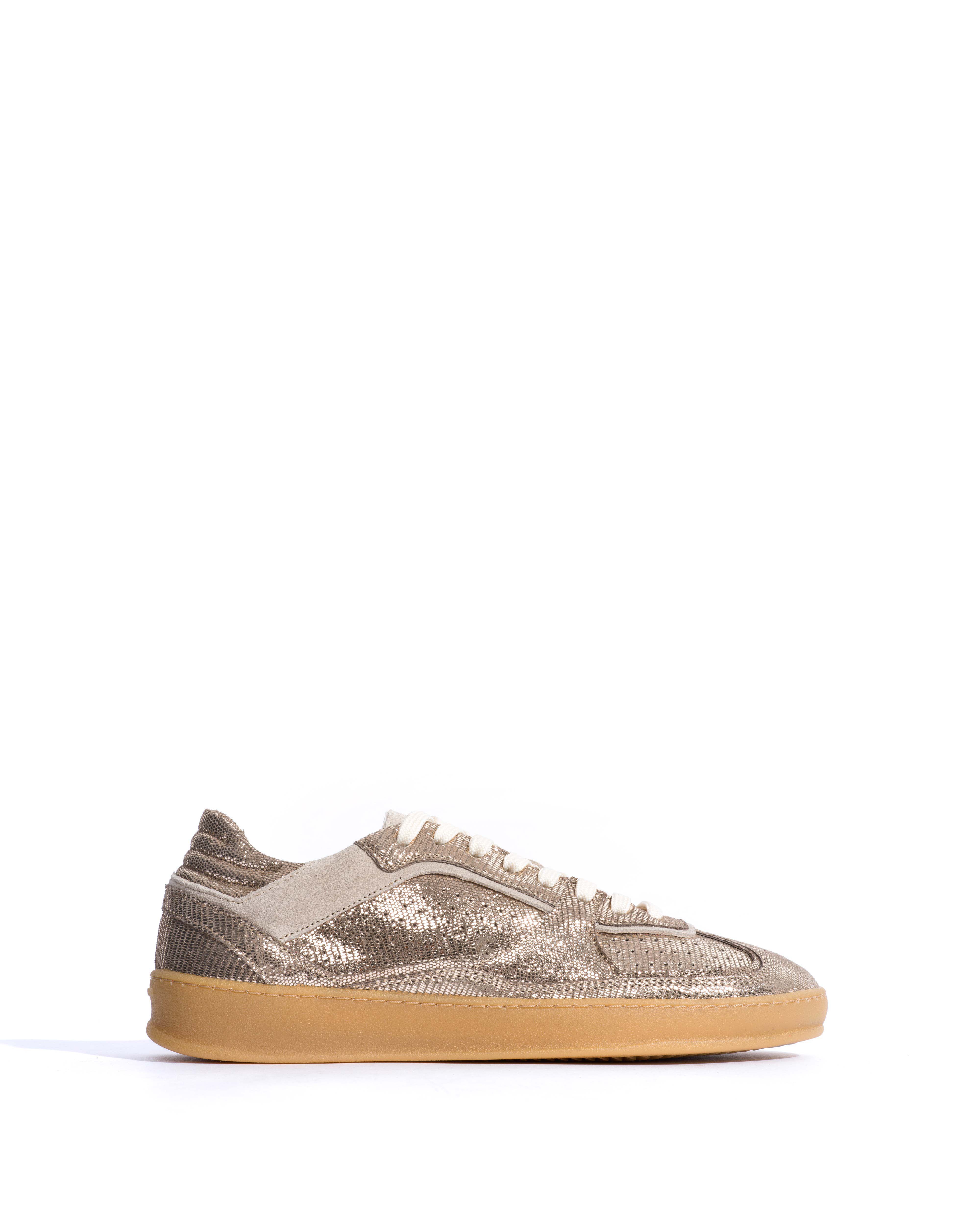 Dabbie Lizard metallic goat & suede leather Vintage champagne & white sand