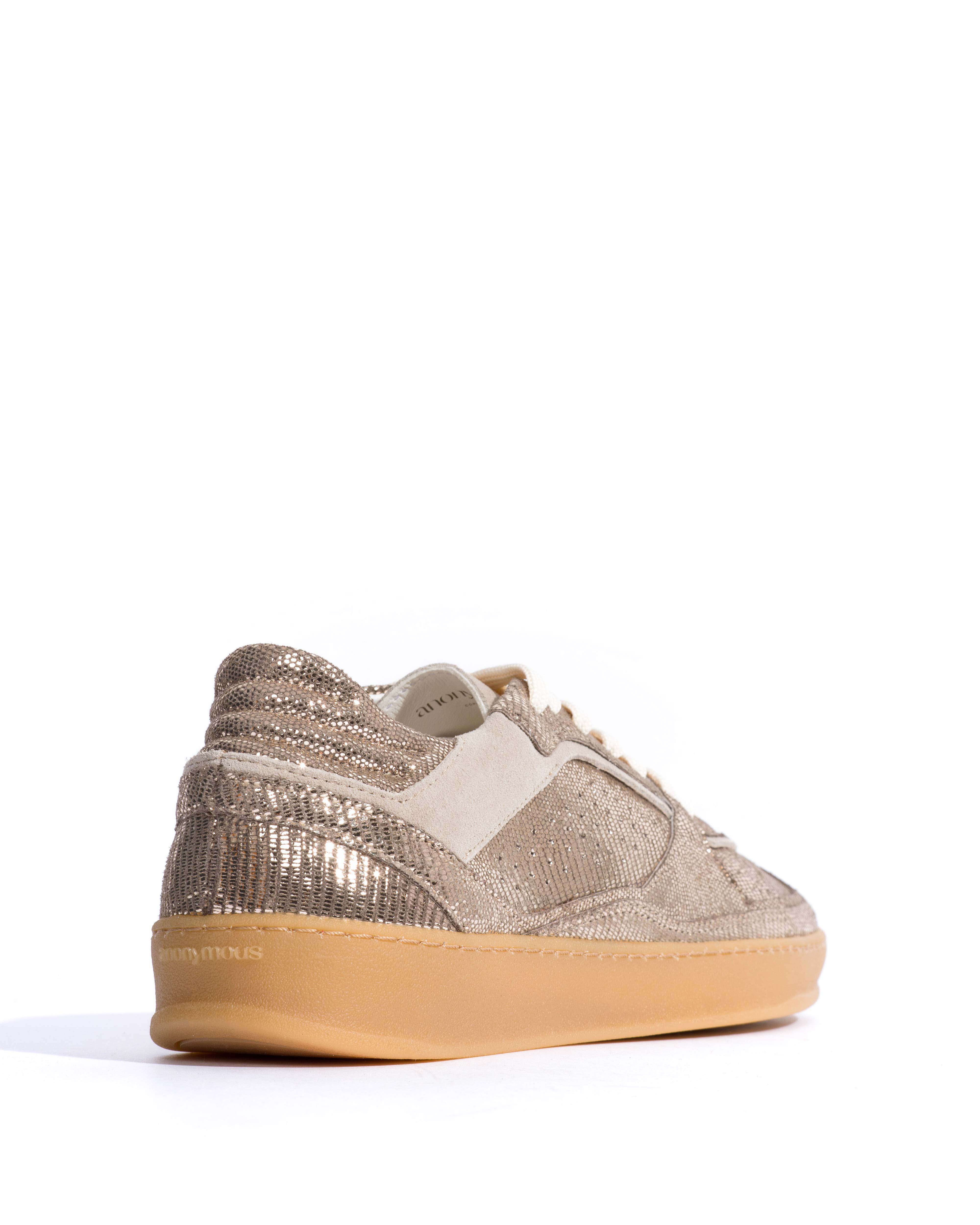 Dabbie Lizard metallic goat & suede leather Vintage champagne & white sand
