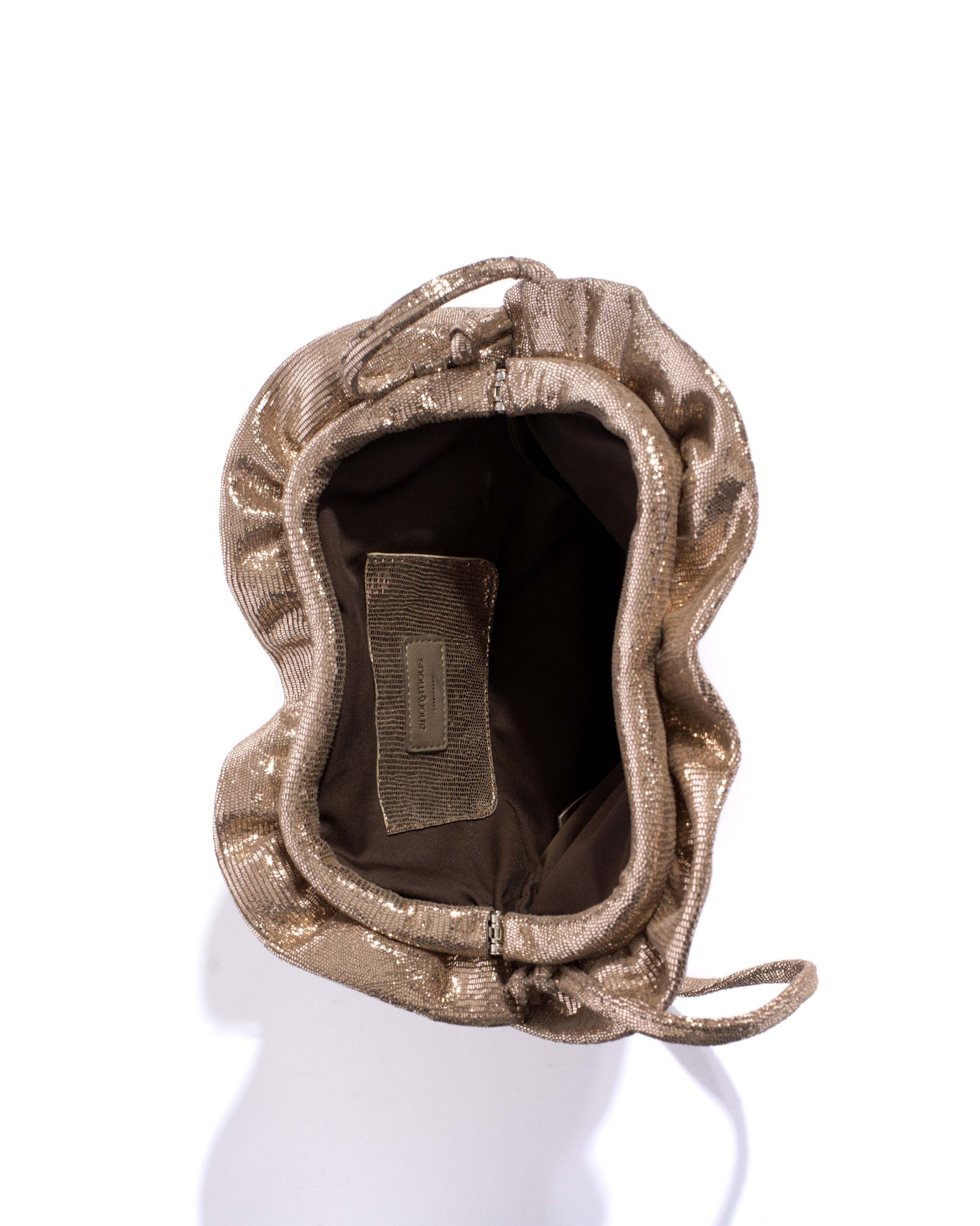 Zally heart bag Lizard metallic goat Vintage champagne