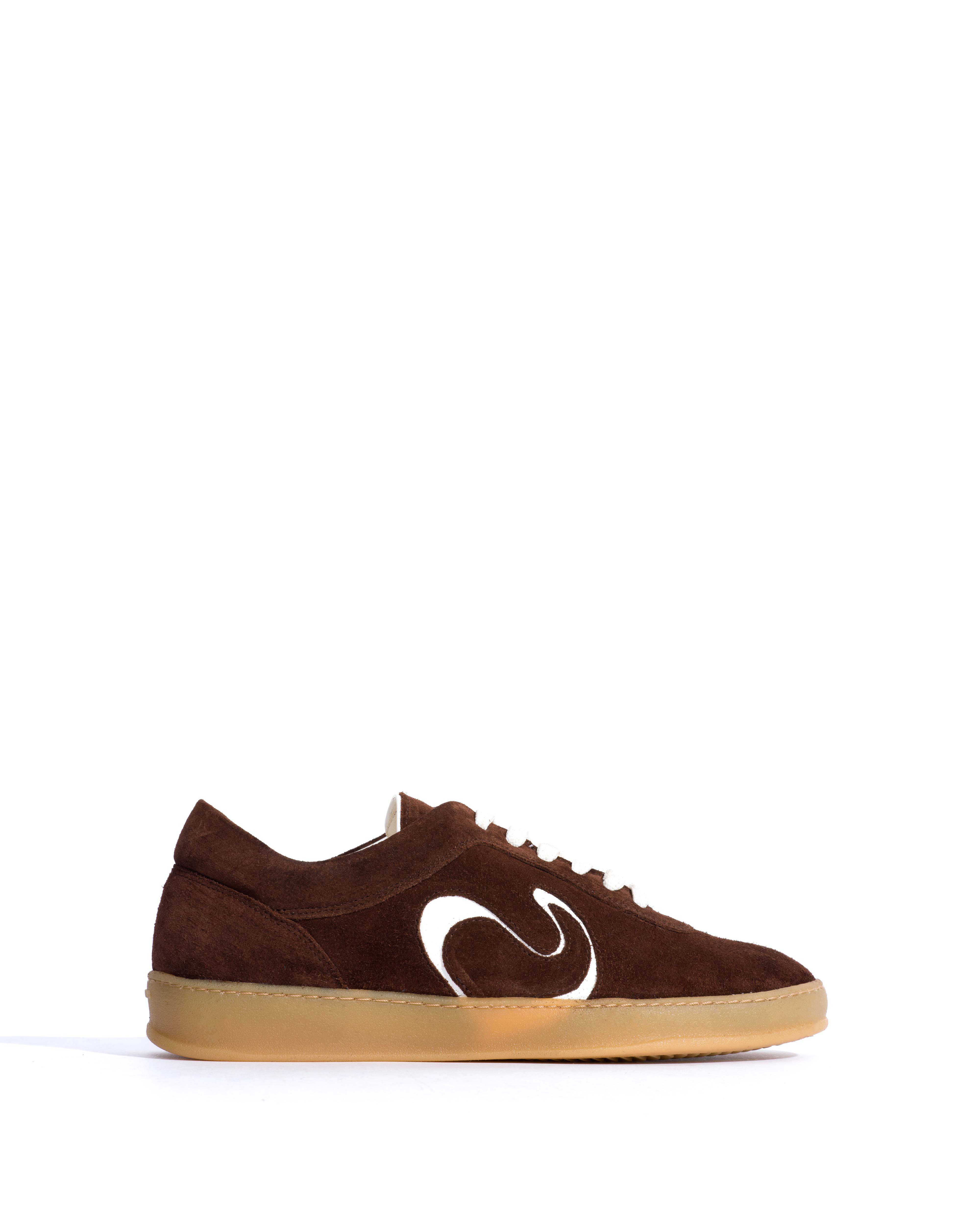 Blaire Calf suede & polished soft calf Chocolate & white sand