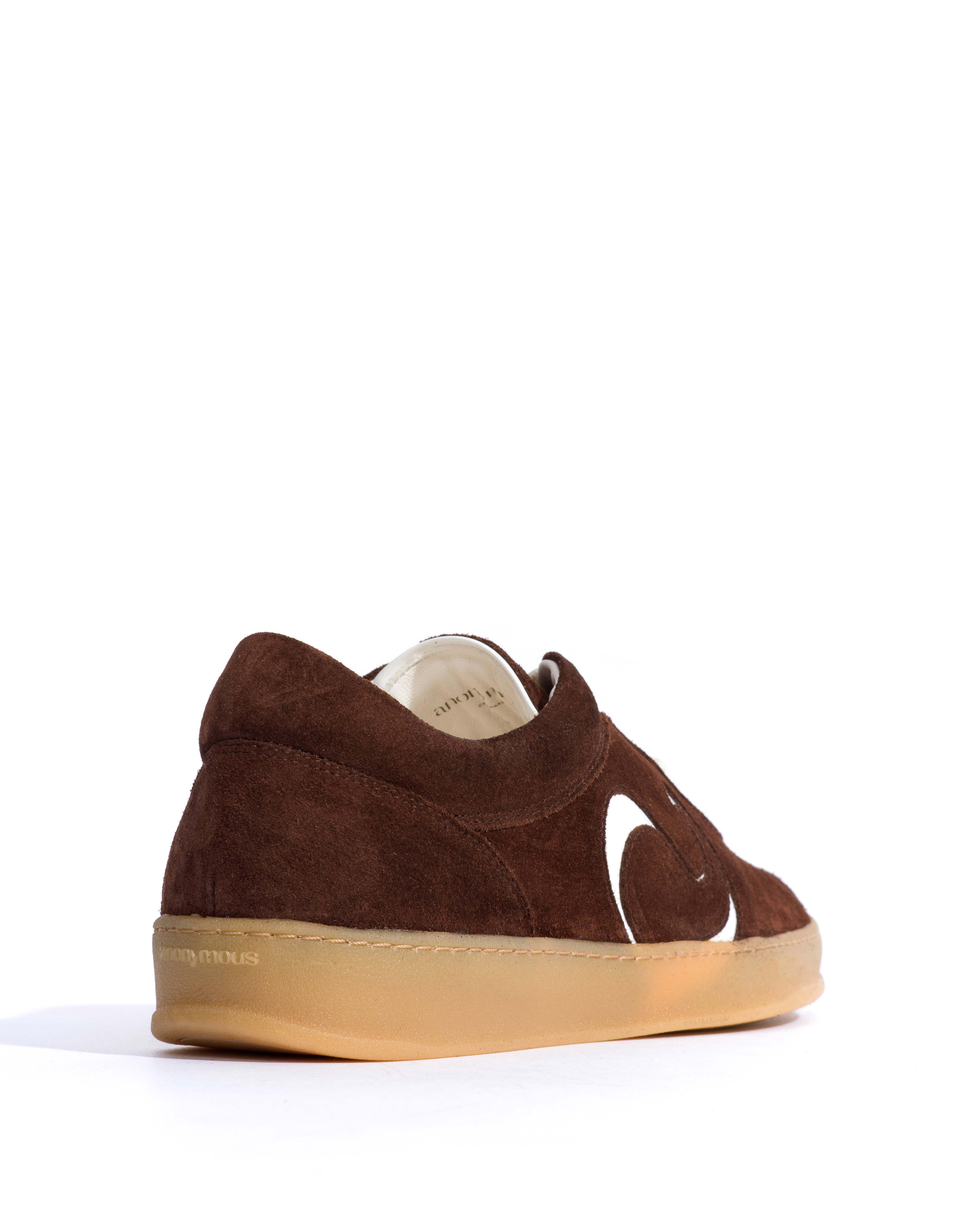 Blaire Calf suede & polished soft calf Chocolate & white sand