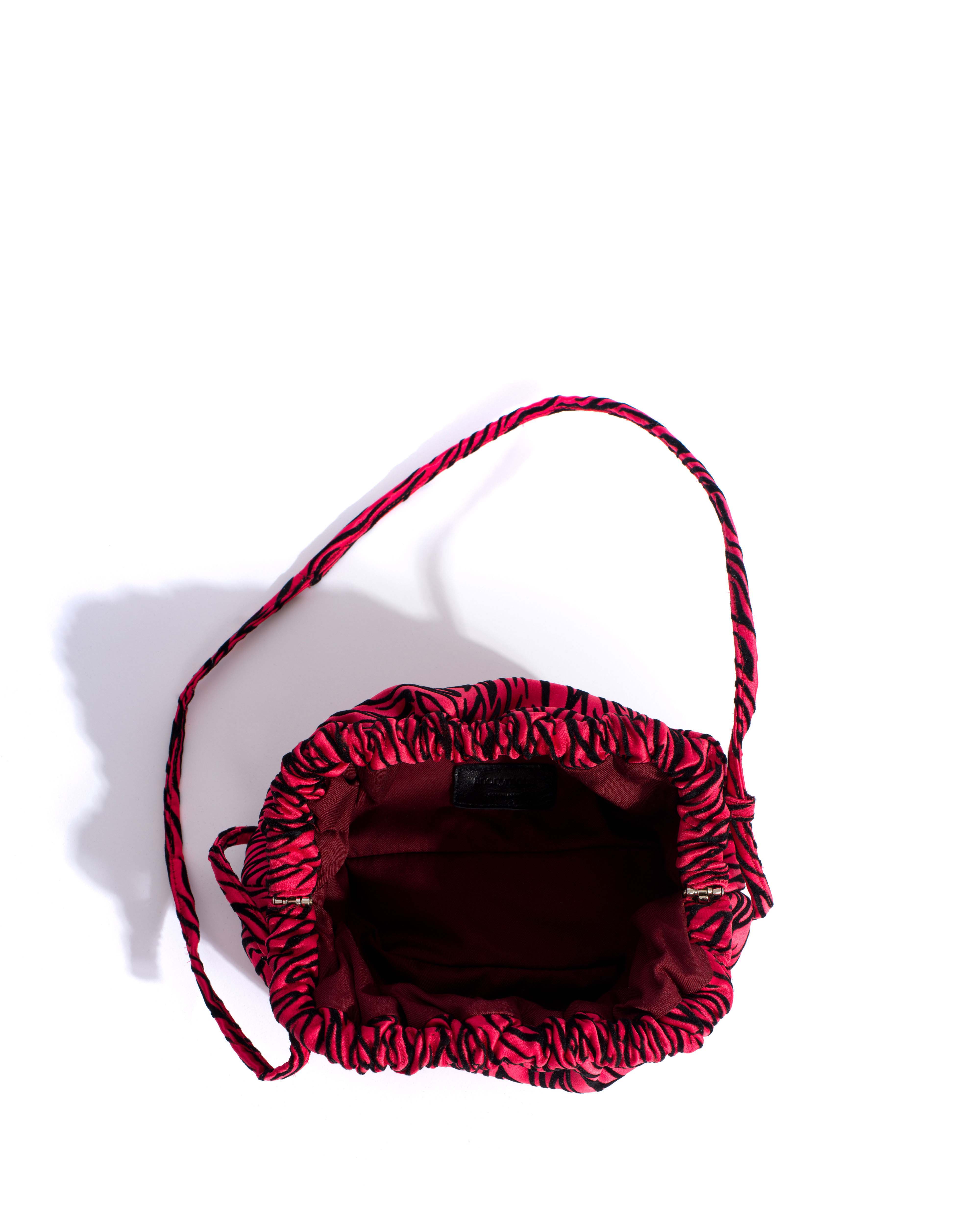 Hally petite cloud bag Satin velvet zebra Rouge red