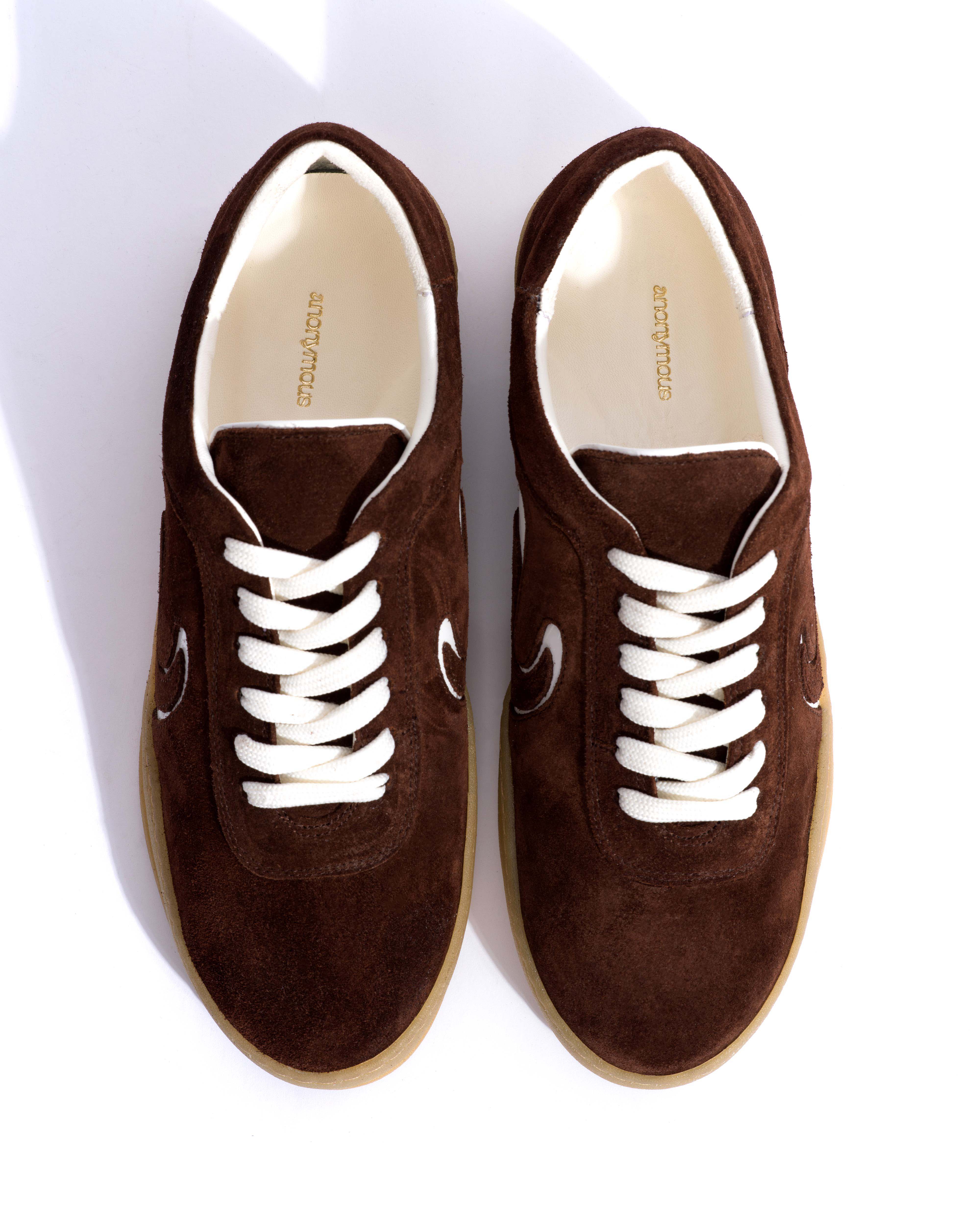Blaire Calf suede & polished soft calf Chocolate & white sand