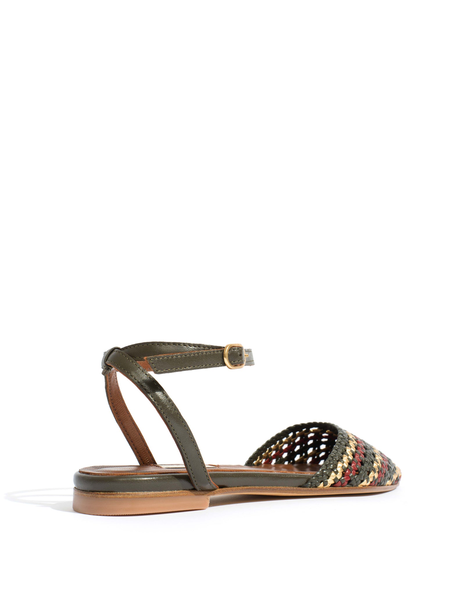Senara 10 Hand-braided leather Moss green mix