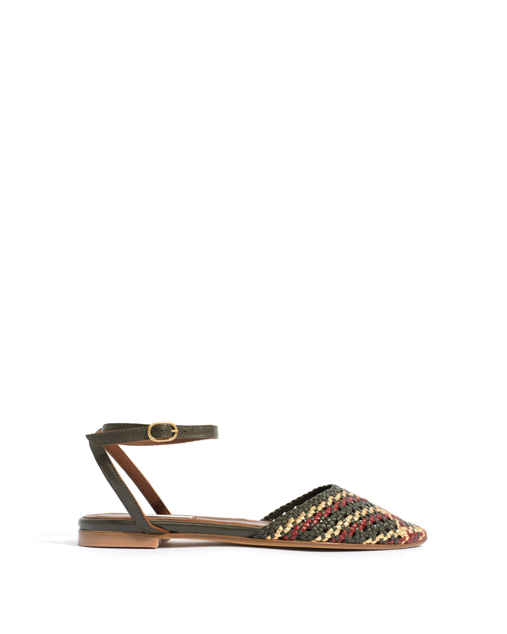 Senara 10 Hand-braided leather Moss green mix