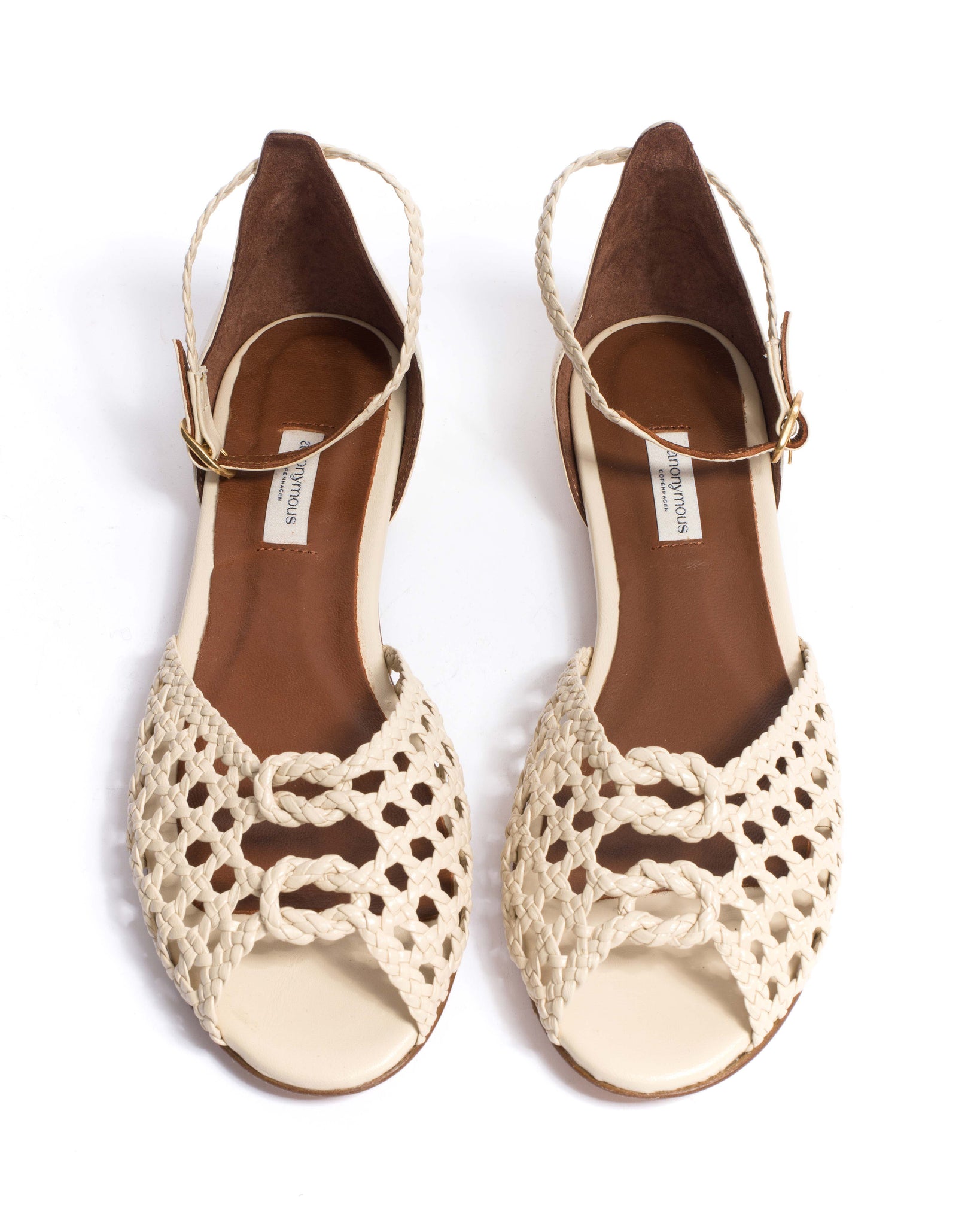 Lucy 10 Hand-braided leather White sand
