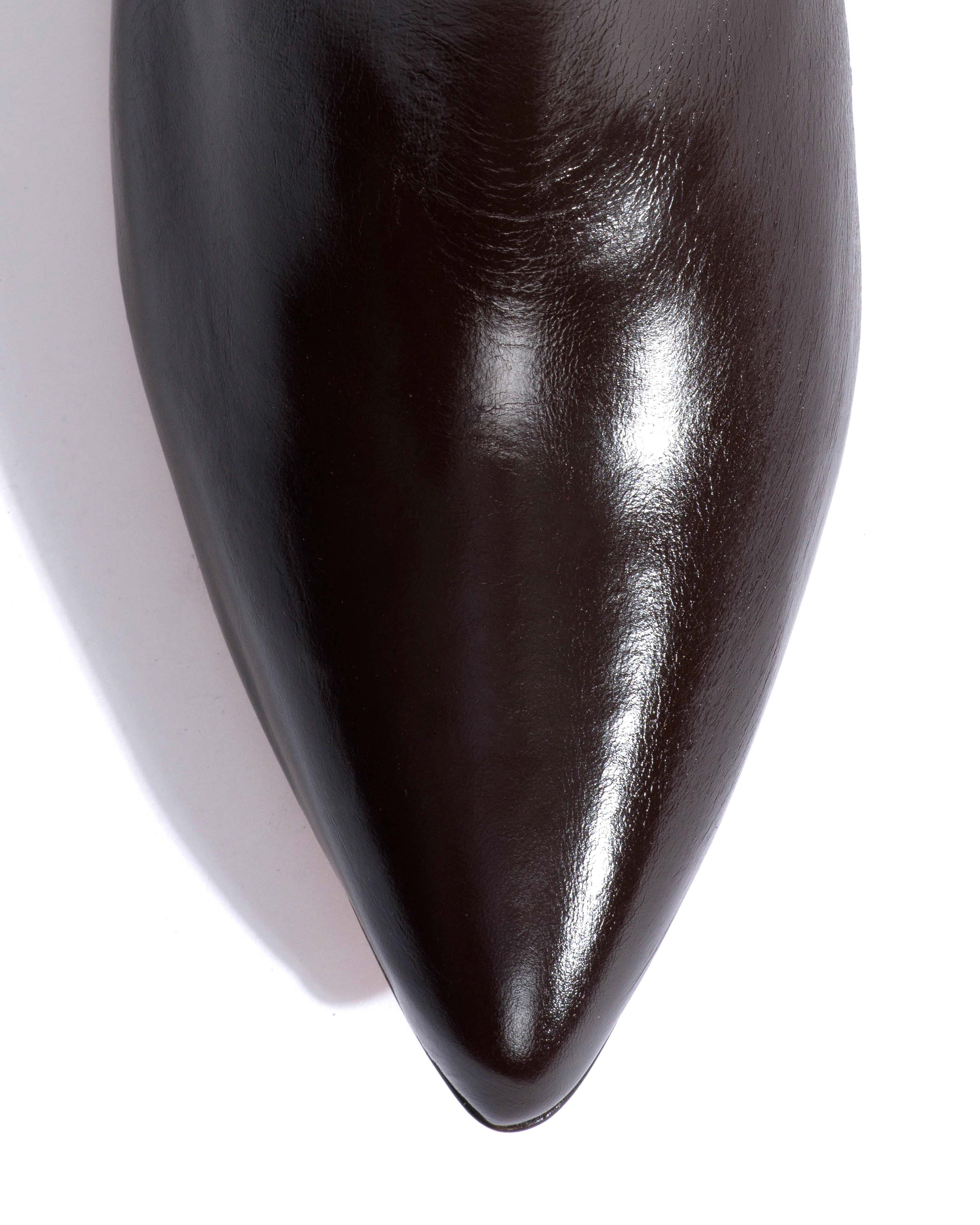 Hicha 40 stiletto Crinkled soft calf & suede leather Espresso brown & chocolate brown