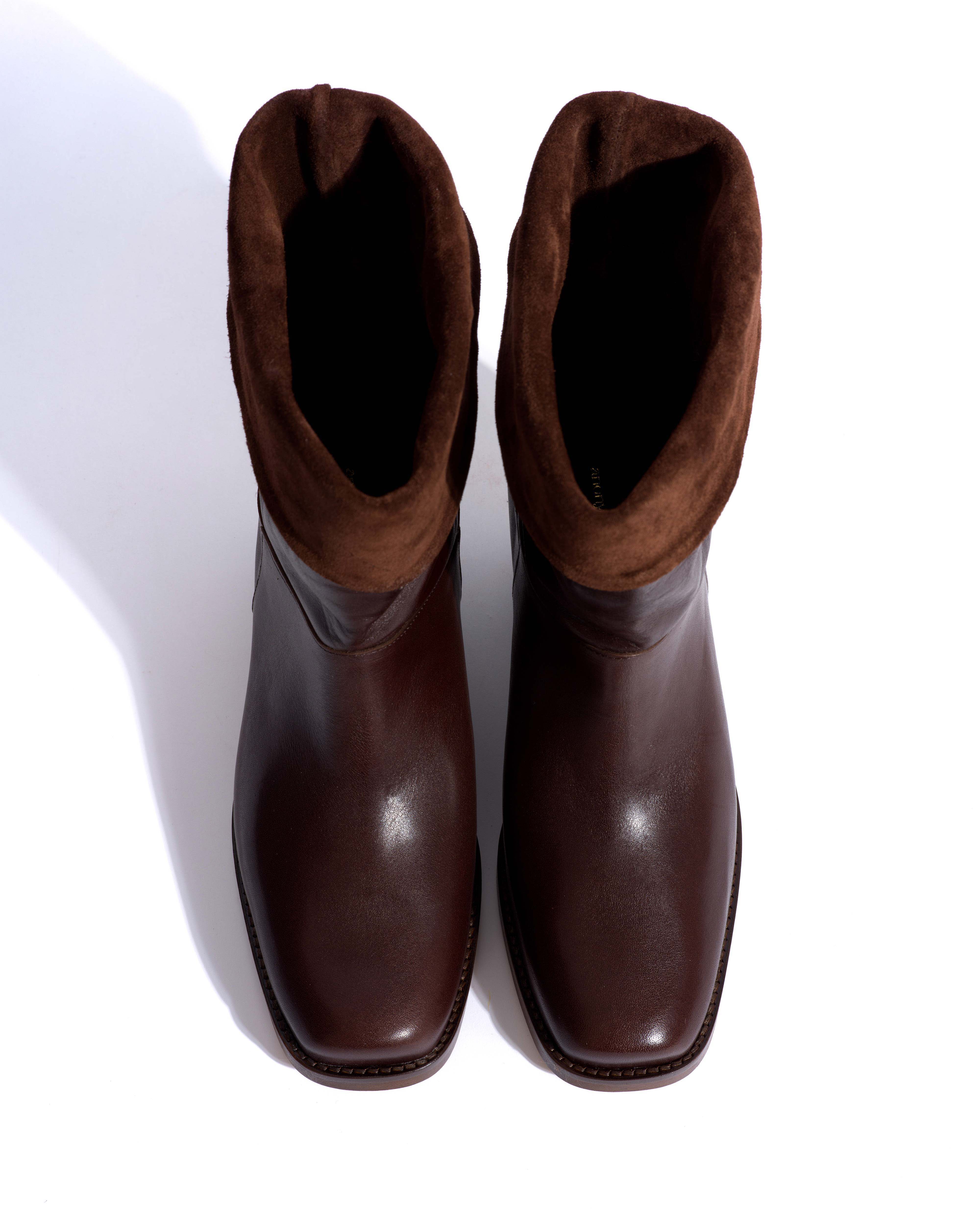 Patricia Vegetal soft calf & suede leather Coffee brown & chocolate