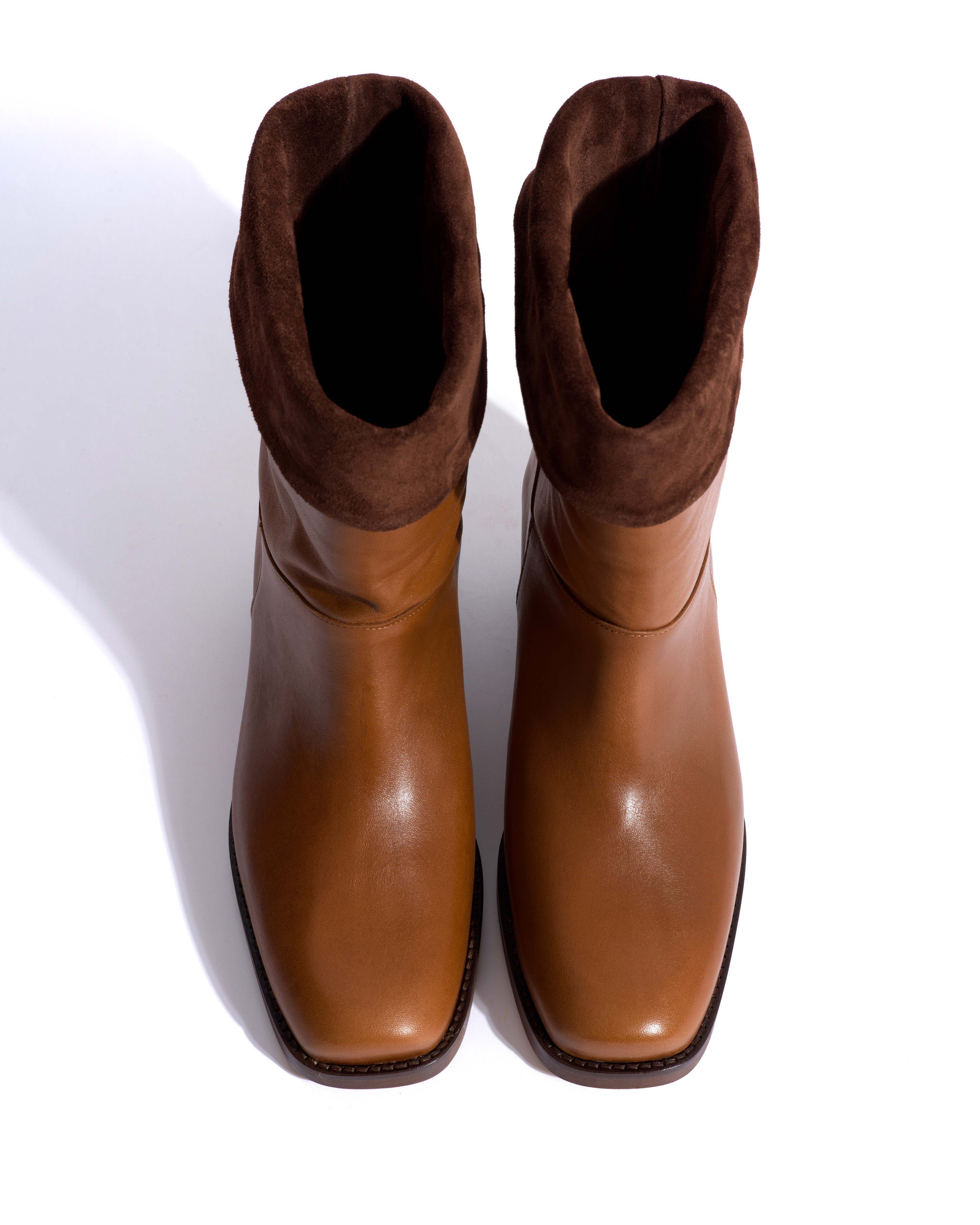 Patricia Vegetal soft calf & suede leather Cinnamon & chocolate